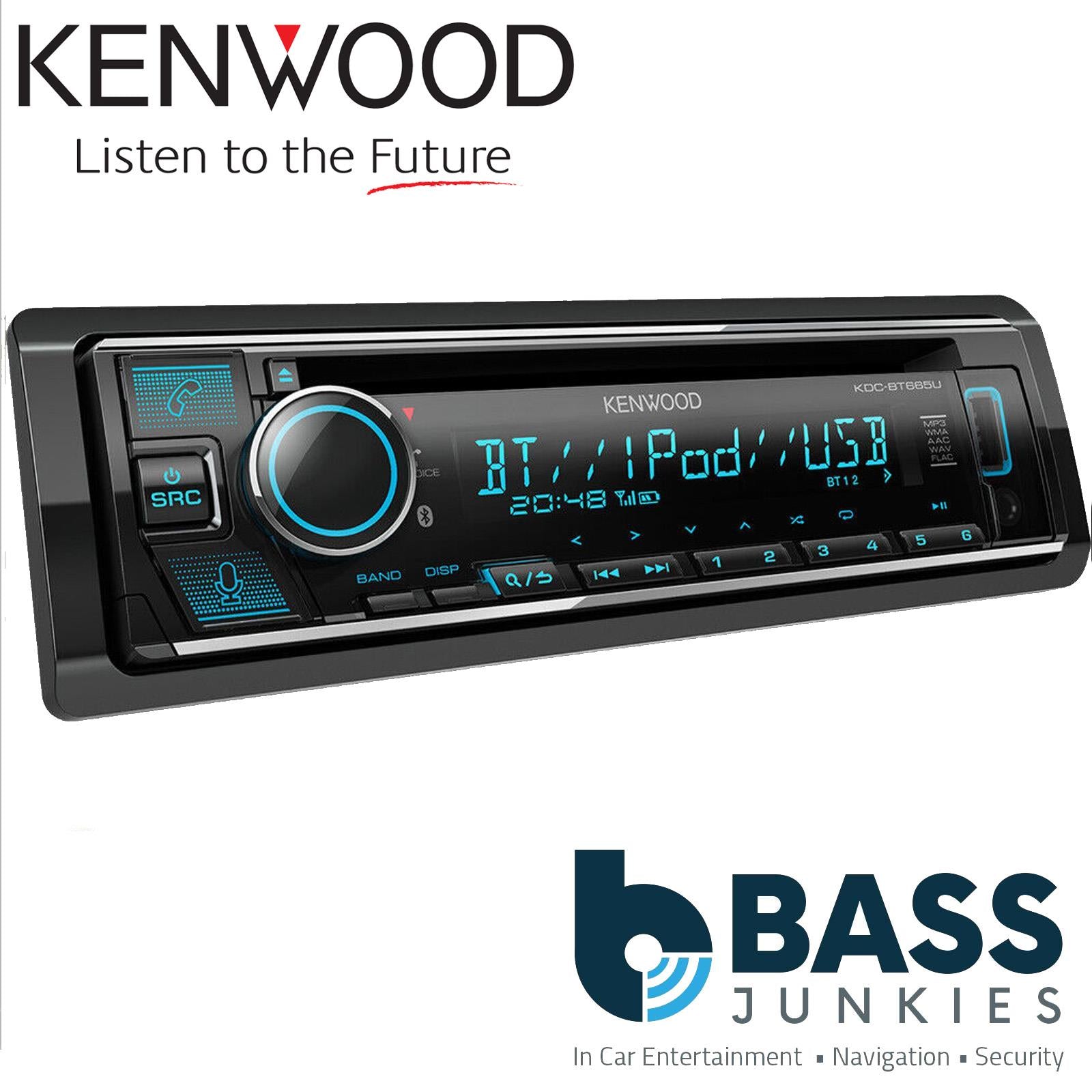 Kenwood KMM-BT508DAB - Mechless 50 x 4 Watts DAB+ Digital Radio Bluetooth AUX USB Car Stereo