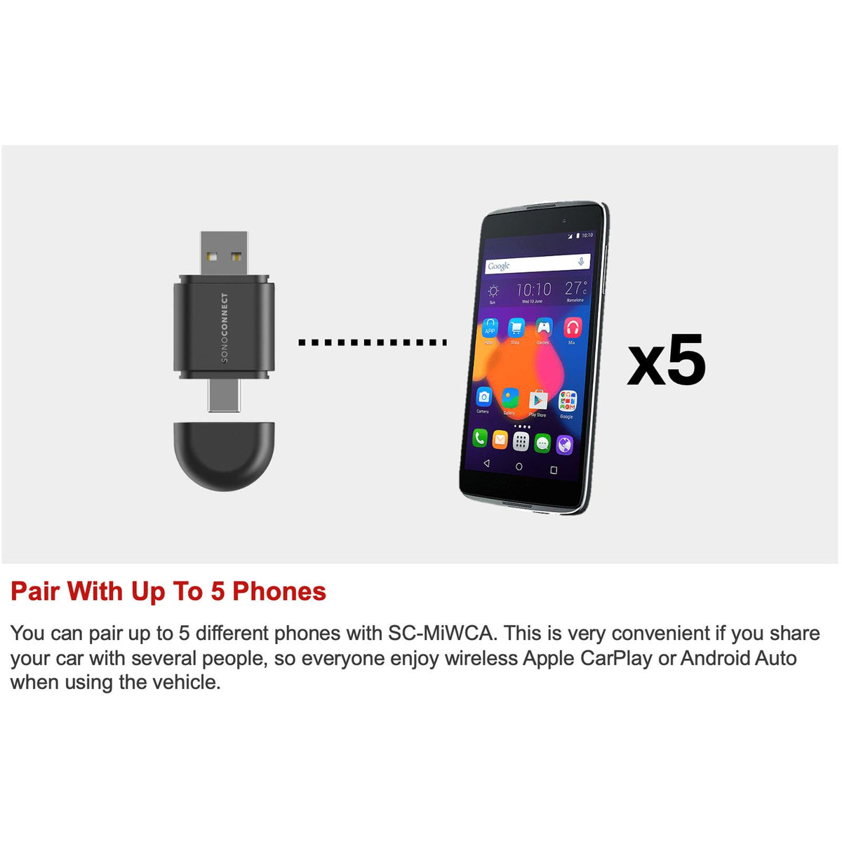 Wired to Wireless Android Auto Apple CarPlay Car Radio USB-A USB-C WiFi Adapter Dongle Upgrade for Alpine iLX-W650BT