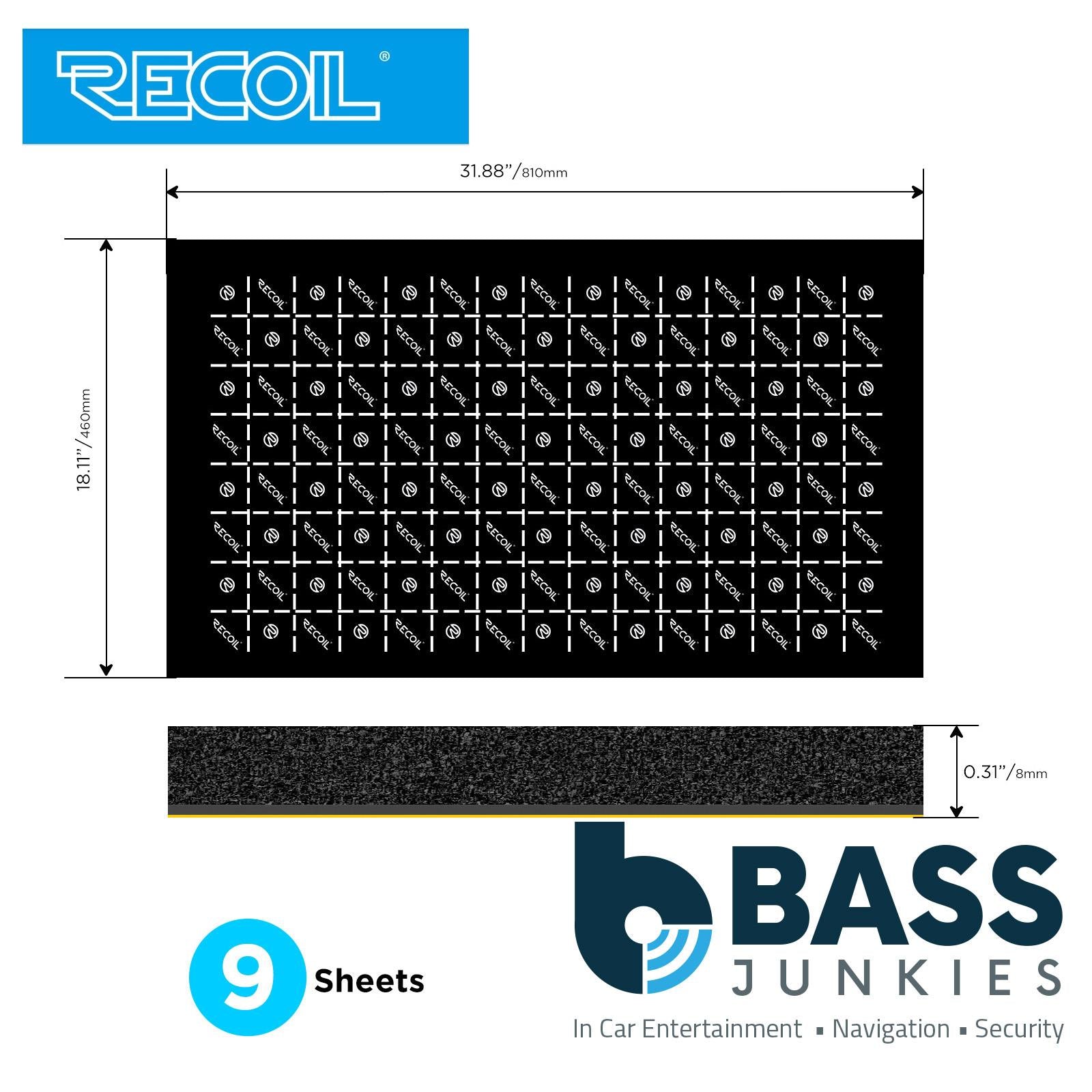 Recoil DABK - 9 Sheets 3mm Black Car or Van Sound Proof Deadening Material Mat