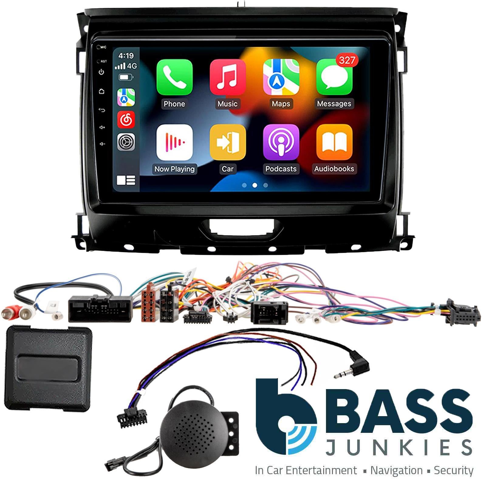 UPGRADED 9" CarPlay Android Car Stereo Black Fascia Kit For Ford Ranger 2015 Onwards