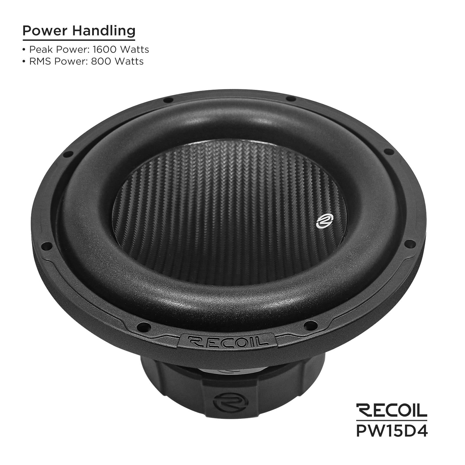 Recoil PW15D4 - 1600 Watts Echo Pro Series 15-Inch Dual 4-ohm Car Subwoofer