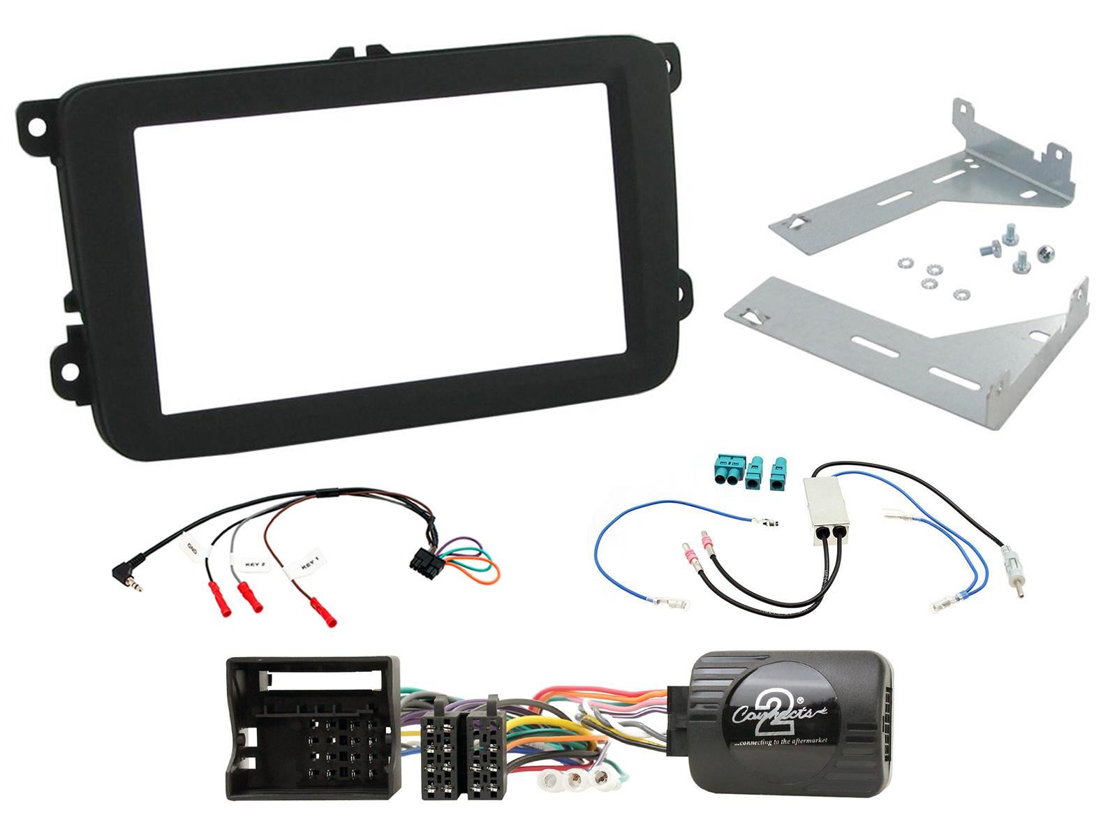 Double Din Stereo Fitting Kit + Steering Controls to fit VW Transporter T5 T5.1