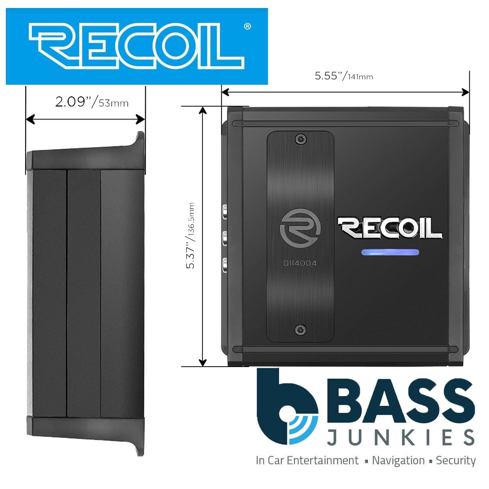 Recoil DII400.4 - 800 Watts 4-Channel 2-4 Ohm Stable Class-D Car Amp Amplifier