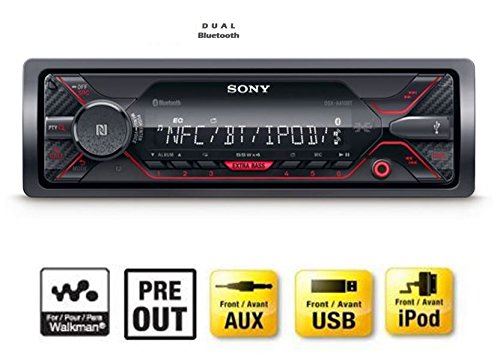 SONY DSX-A410BT - Bluetooth 4 x 55 Watts Car Stereo Radio Mechless USB AUX IN iPod iPhone Player (Red Display)