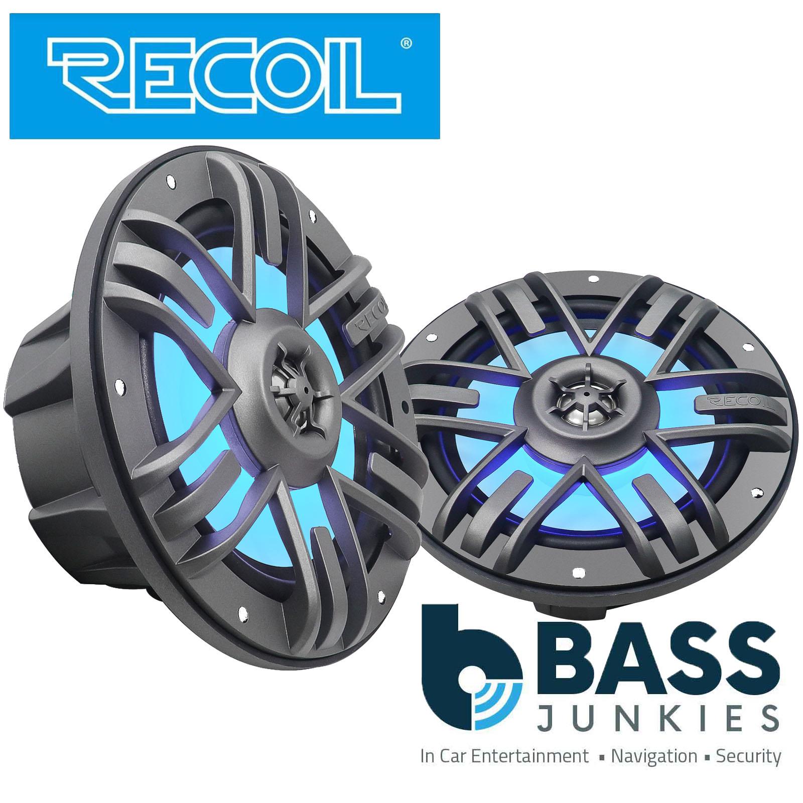 Recoil M1-65 - 6.5" 17cm Marine Boat Outdoor Speakers with Built-in RGB LED Pair