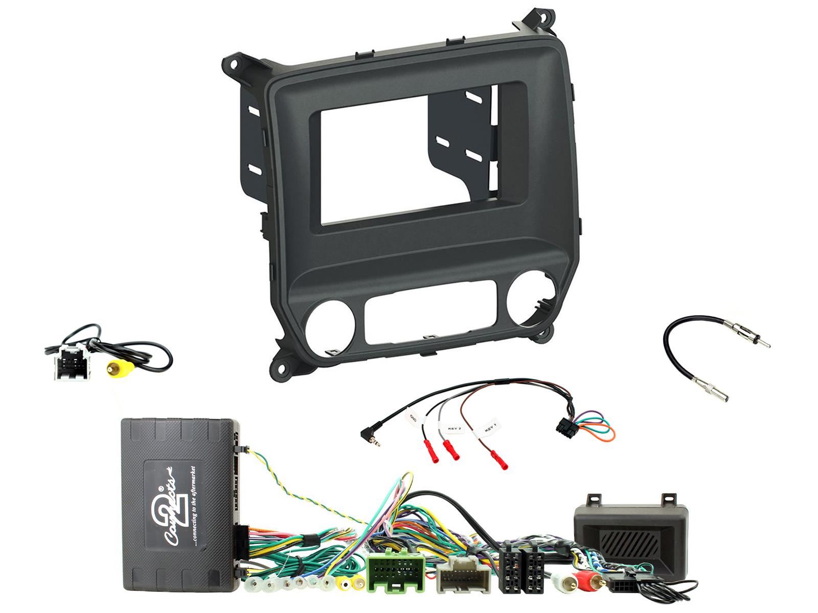 Double Din Stereo Fitting Kit + Steering Wheel Stalk Controls to fit Chevrolet Silverado 2014-