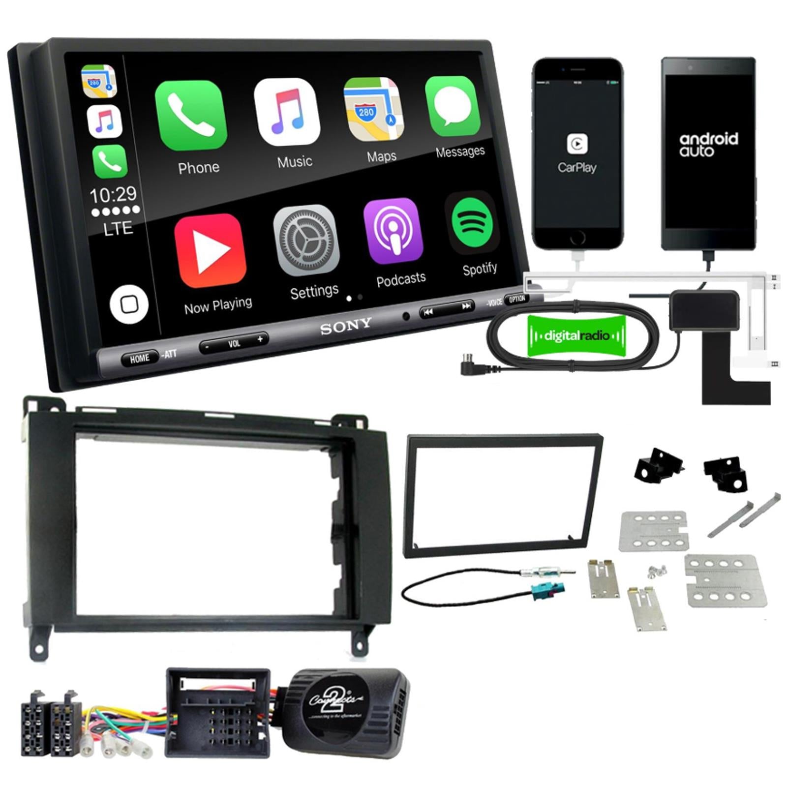 Sony 6.95" Screen Double Din + Fitting Kit - to fit Mercedes Viano 2006-14 | Mercedes Vito 2006-14 | Mercedes A-Class 2004-12 | Mercedes B-Class 2005-11