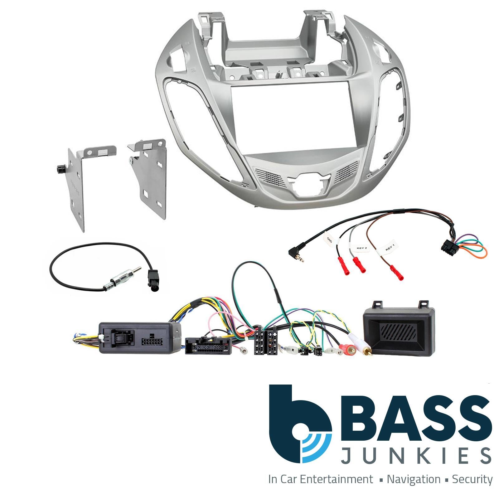 Double Din Stereo Fitting Kit + Steering Wheel Stalk Controls to fit Ford B-Max 2012-17