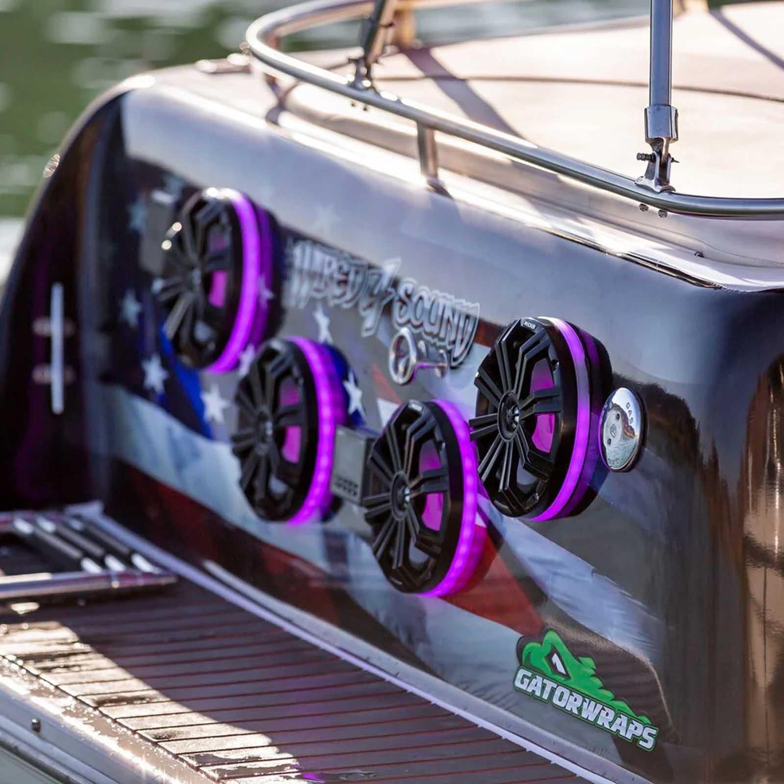 Kicker 47KLSR8 - 8" RGB LED Speaker Ring Pair Marine Boat Car Audio Lighting Kit