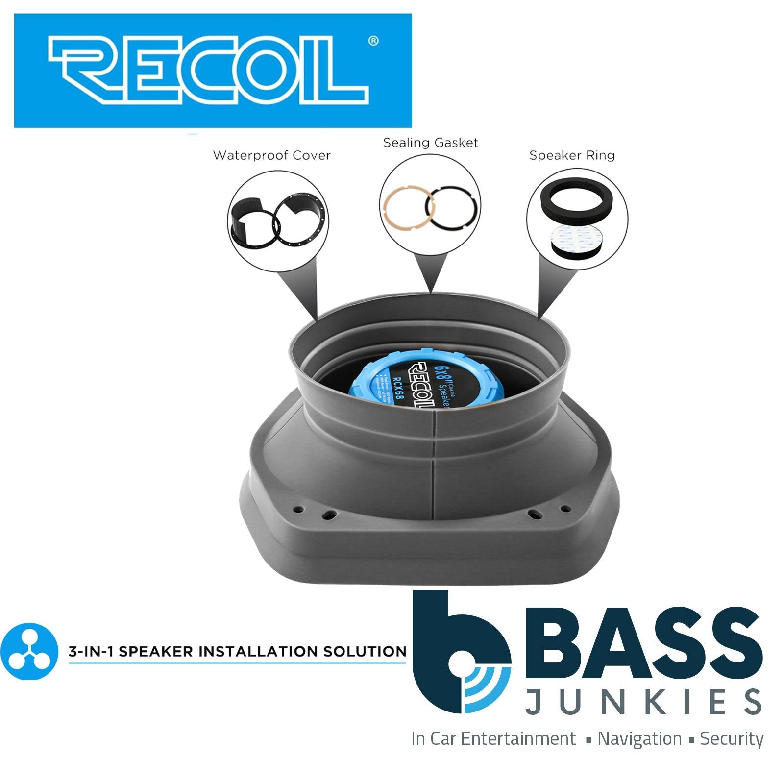 Recoil SPB68 5”x7” 6”x8” Waterproof Silicone Car Speakers Baffle & Isolator Kit