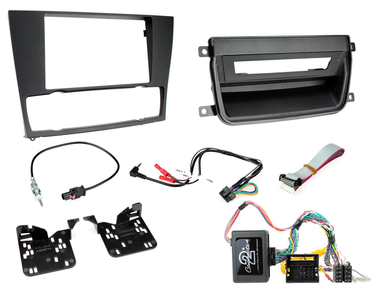 Connects 2 CTKBM01 - BMW 3 Series E90/E91/E92/E93 2005 - 2012 Double Din Facia & Steering wheel Interface Fitting Installation Kit (Automatic A/C models)