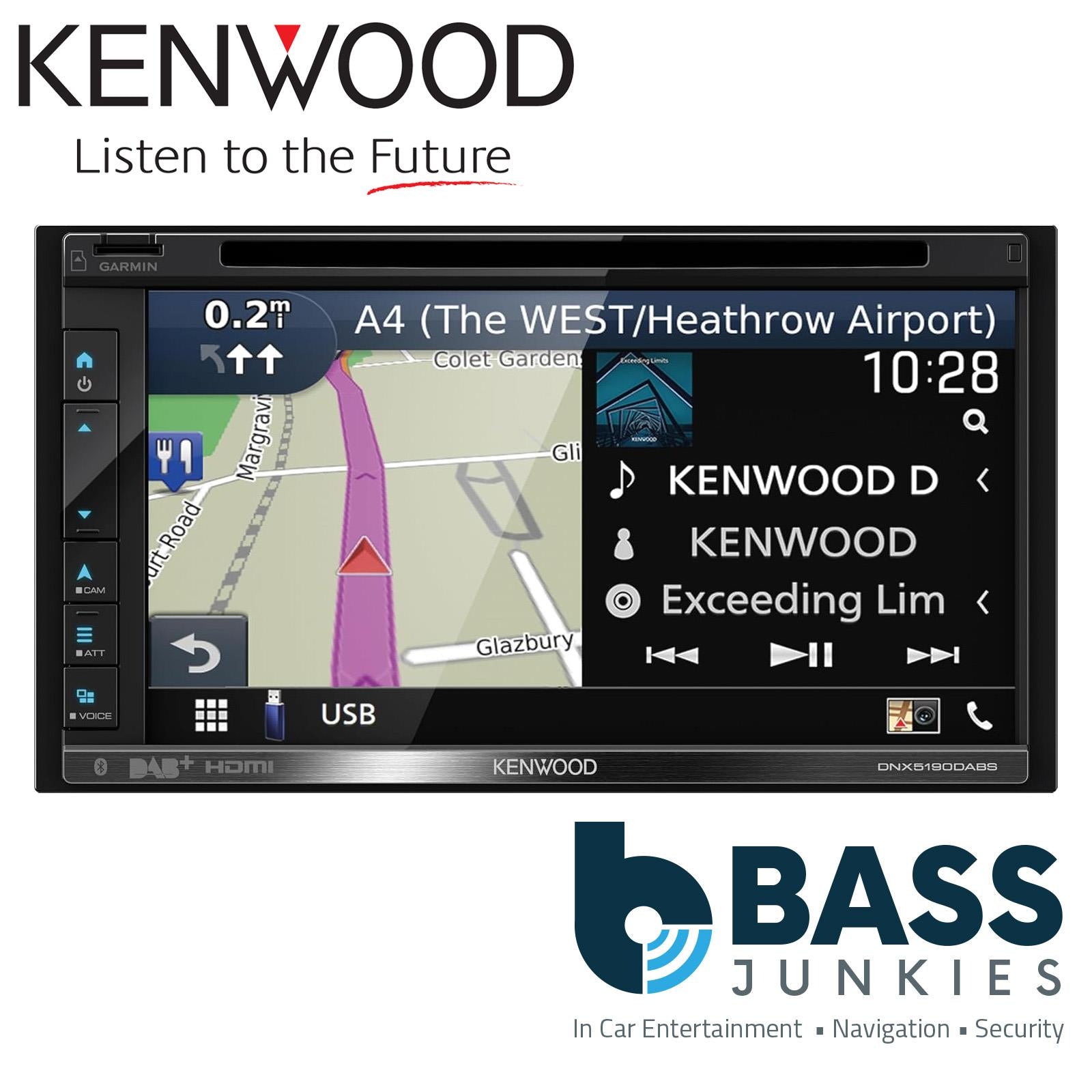 Kenwood DNX5190DABS - 6.8" CD DVD DAB DVD Navigation Bluetooth Car Stereo Rear Camera & Dash Cam