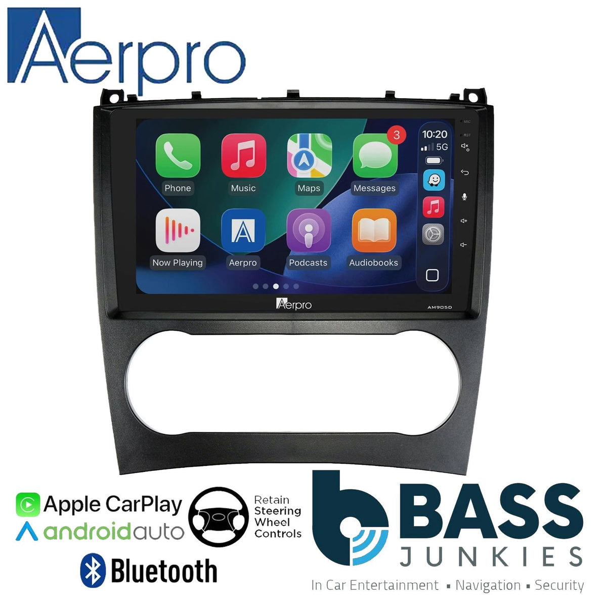 Aerpro 9" DAB CarPlay Android Car Radio Kit For Mercedes C GLK Class C209 05-09