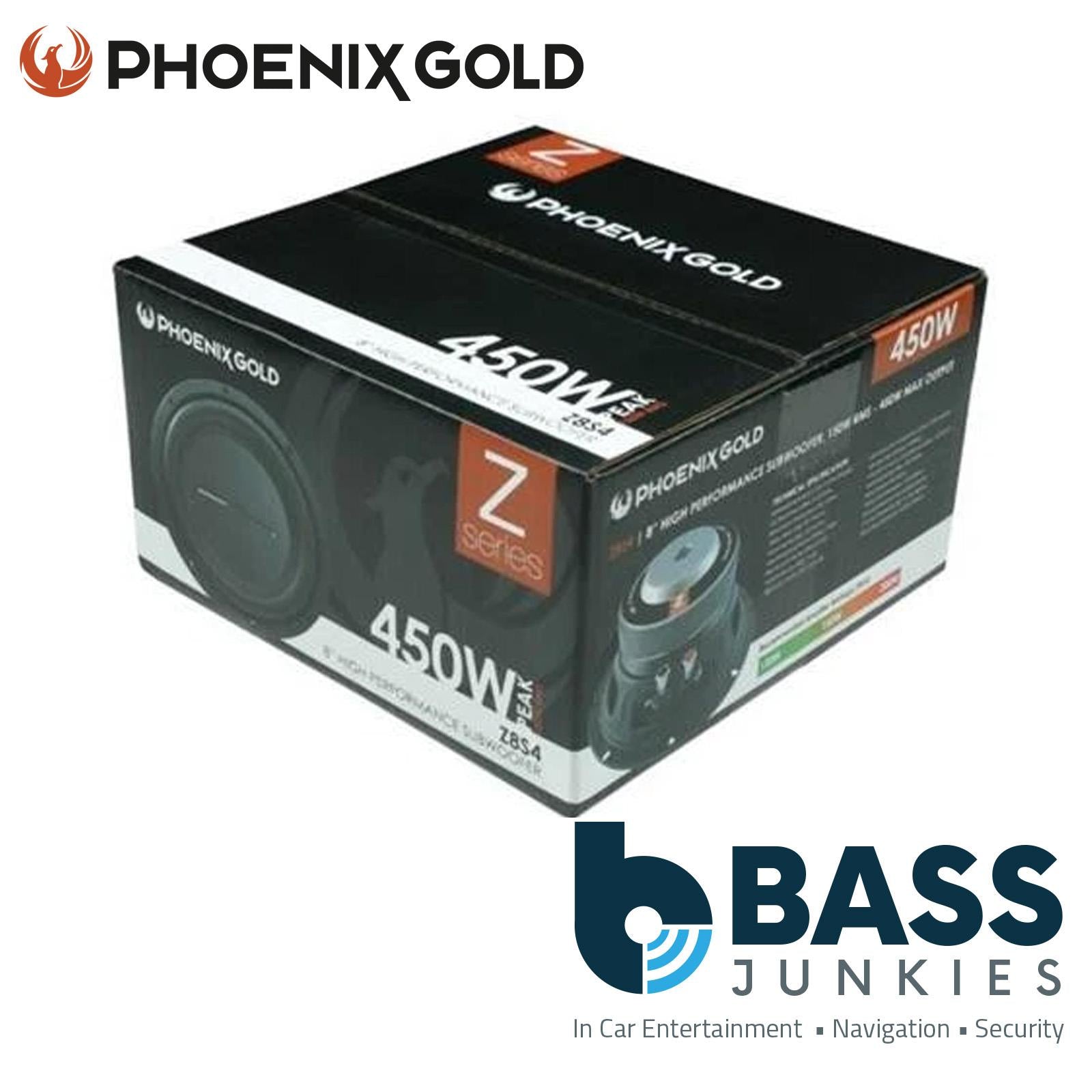 Phoenix Gold Z8S4 - 900 Watts 20cm 8" Inch Single Voice Coil Car Subwoofers (Pair)