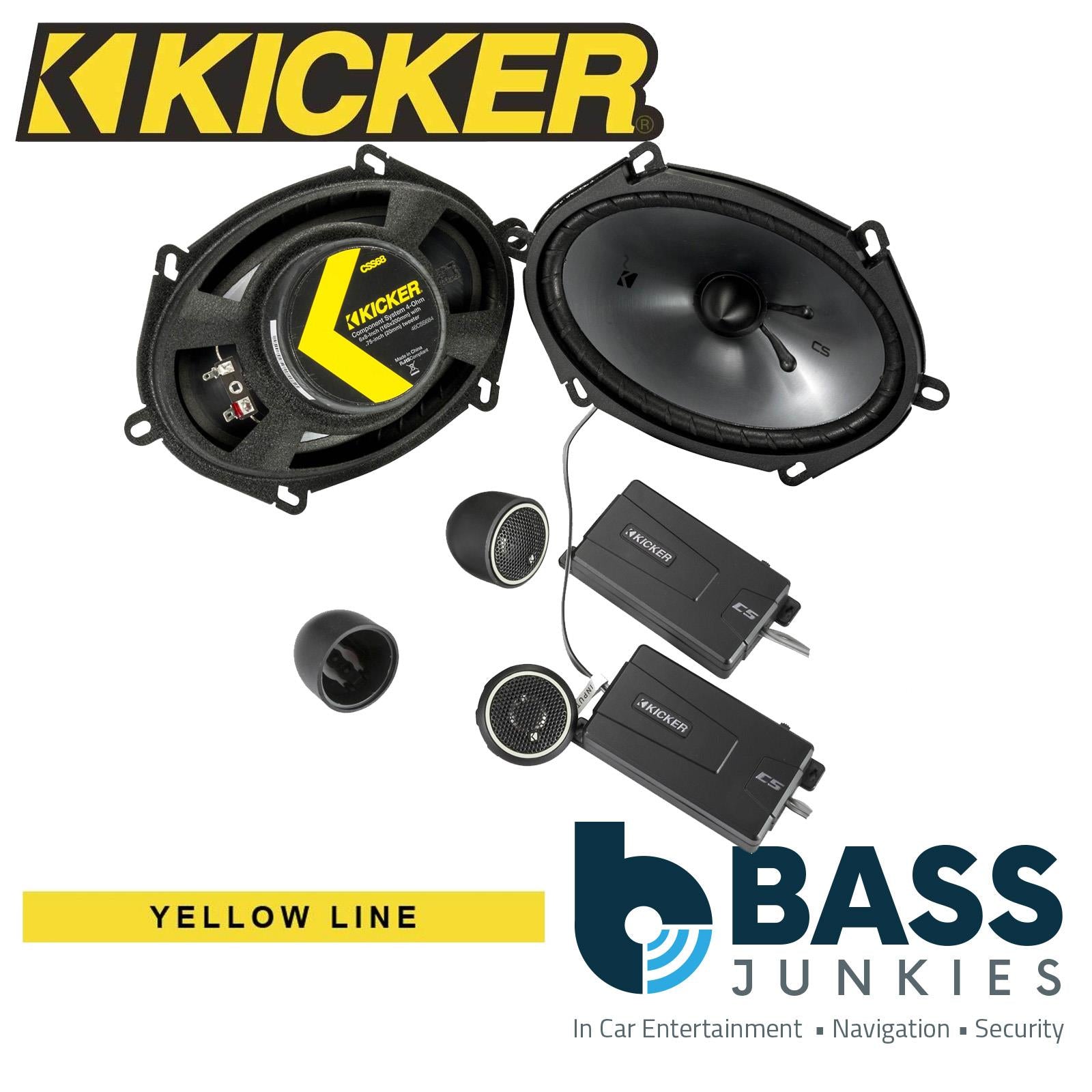 Kicker 46CSS684 - 6" x 8" 160 x 200mm 450 Watts Car Component Speakers Front Rear Door Midrange Tweeters