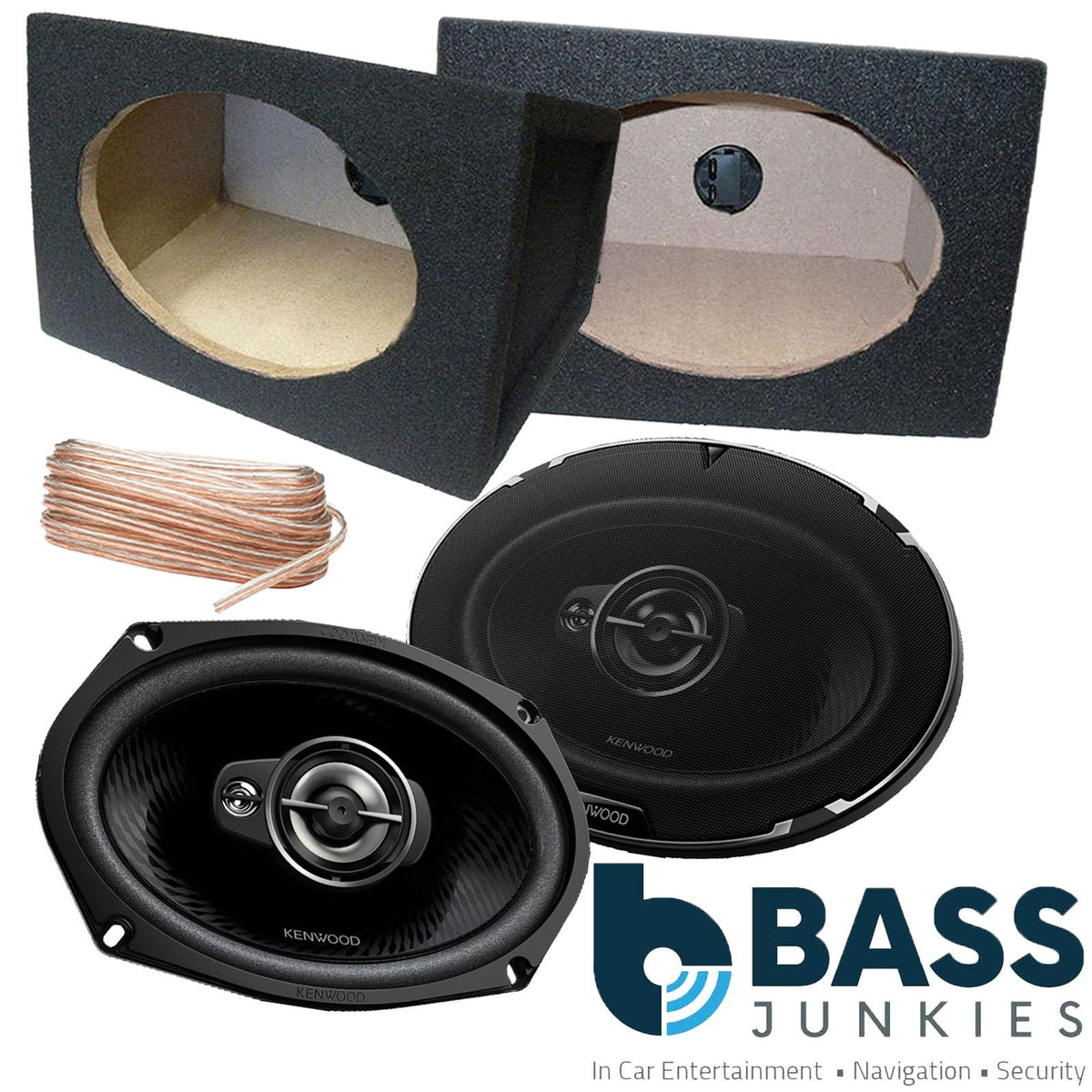 Kenwood KFC-PS6977 6x9 1140 Watts 3-Way Speakers with Black MDF Boxes Pair