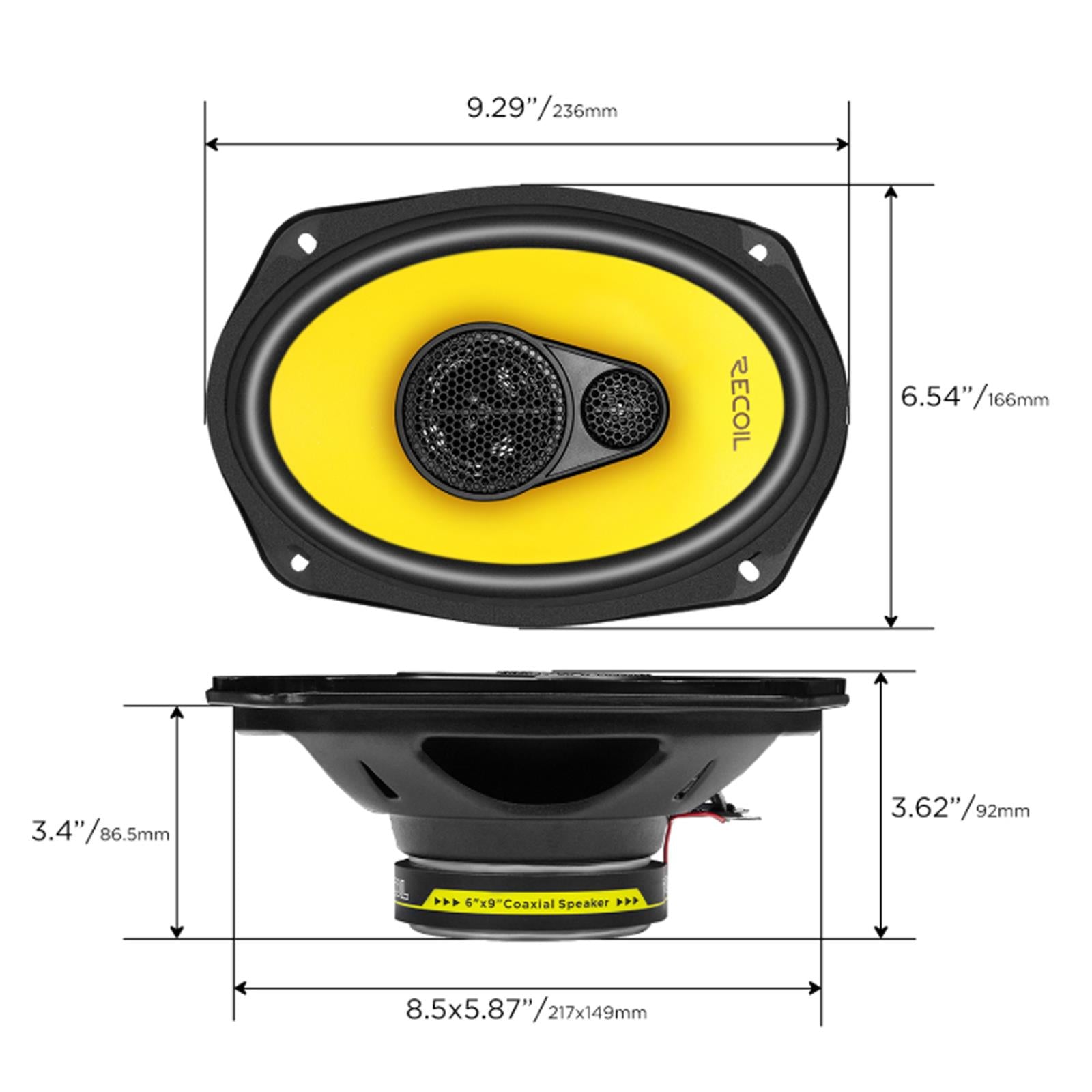 Recoil Level-3 Series 240 Watts 3-Way 6X9" Coaxial Car Speaker