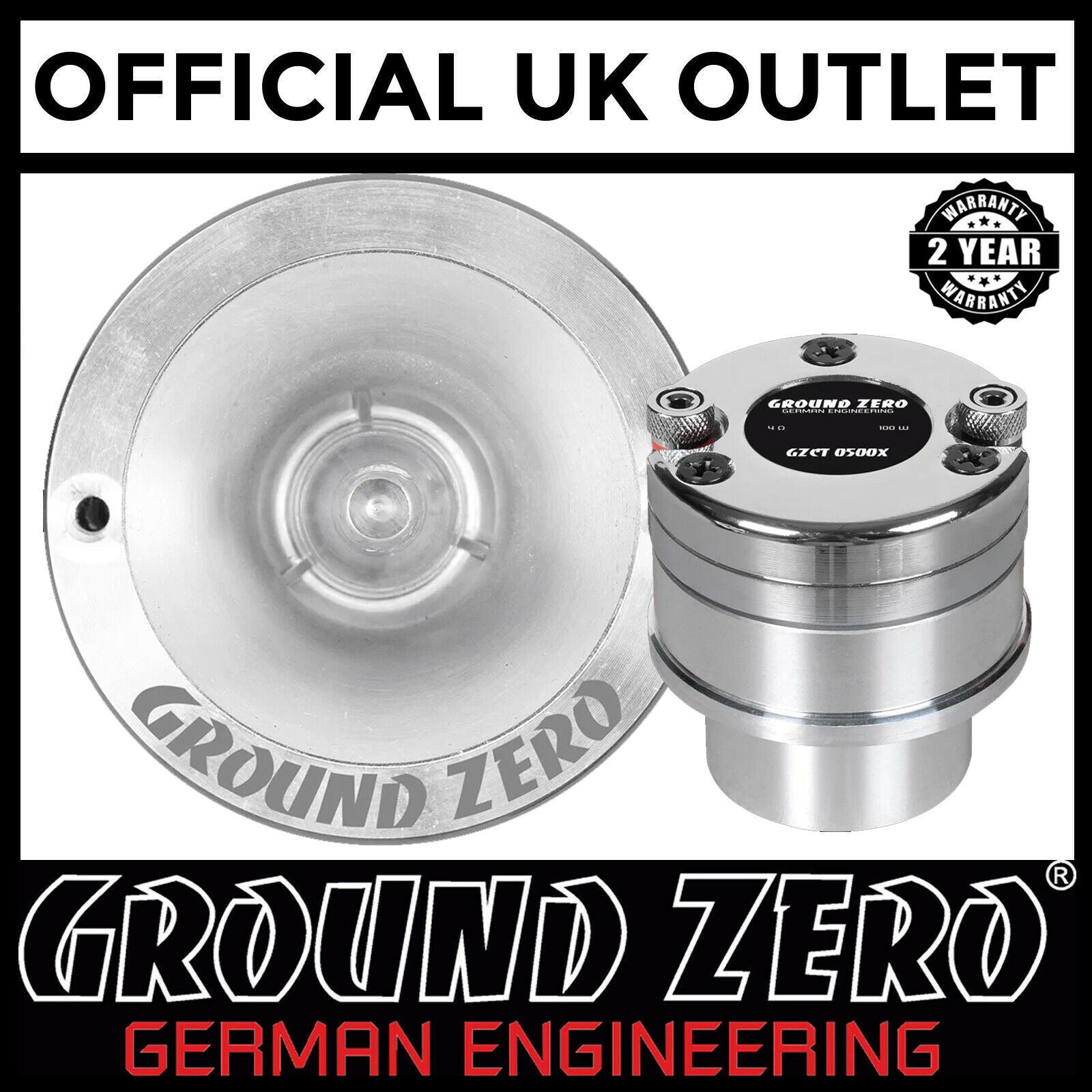 Ground Zero GZCT 0500X - 1” / 25mm 30 WRMS High Power Horn Tweeter - Single