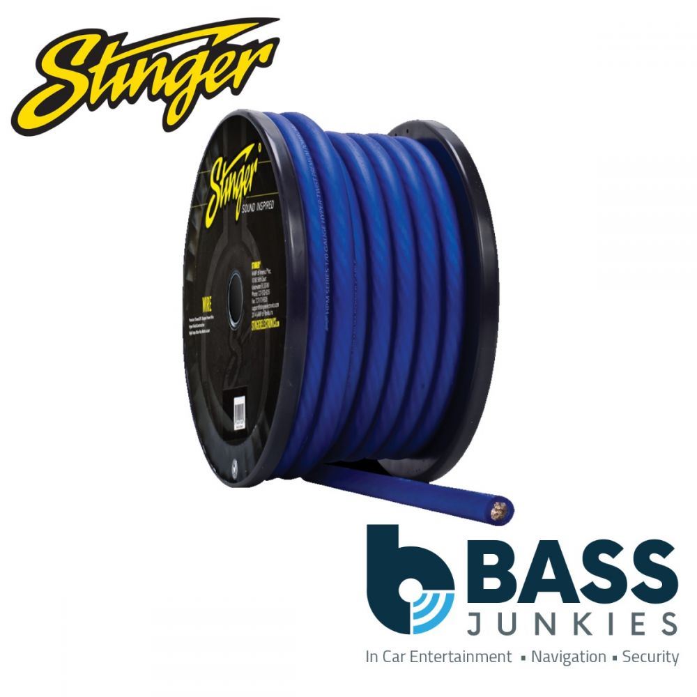 Stinger SHW10B - 0 AWG Blue TRU-SPEC Copper Hyper Twist Ultra Flexible 1 Metre Car Amplifier Power Cable