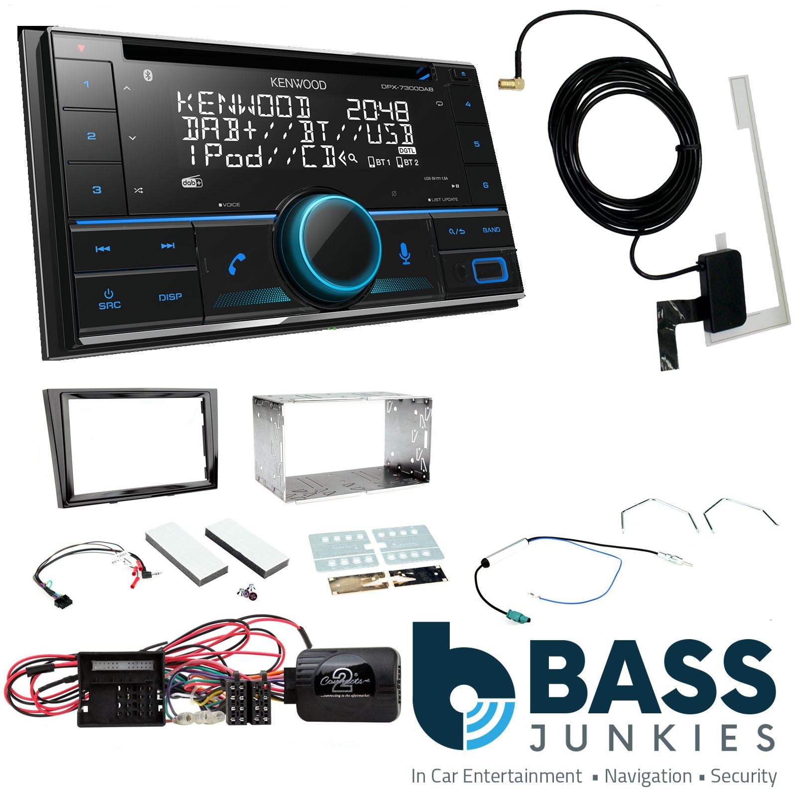Kenwood DPX-7300DAB + Connects2 Double Din + Steering Wheel Controls fits Vauxhall Corsa 2009-14