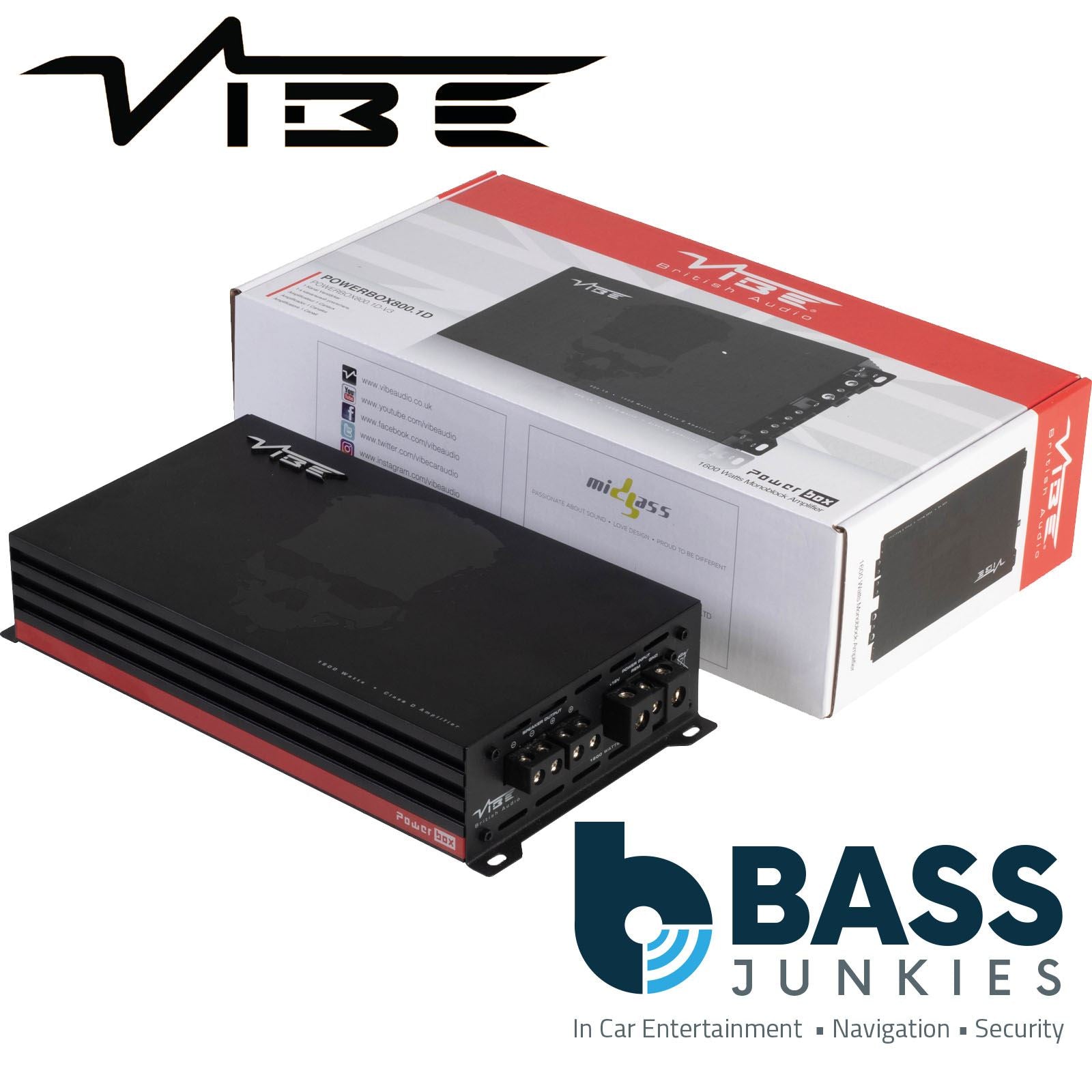 Vibe POWERBOX800.1D-V3 Mono Class D Car Amplifier 800W 1 Ohm 1600W Max Power