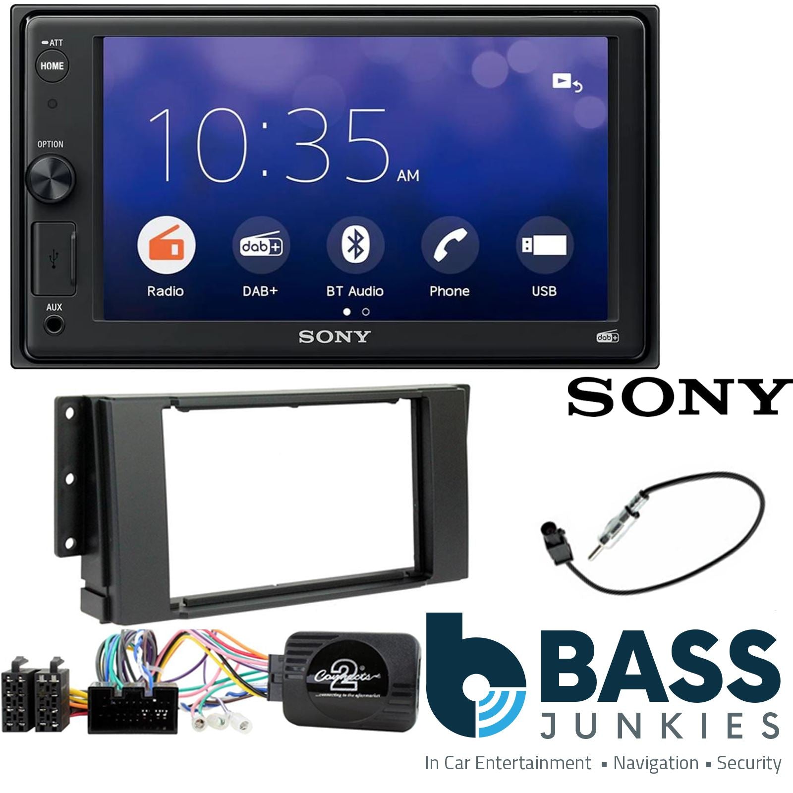 SONY XAV-1550D DAB+ Smart Bluetooth Car Radio + Stereo fitting kit + Steering Wheel Controls Loom for Land Rover Freelander 2007-2014