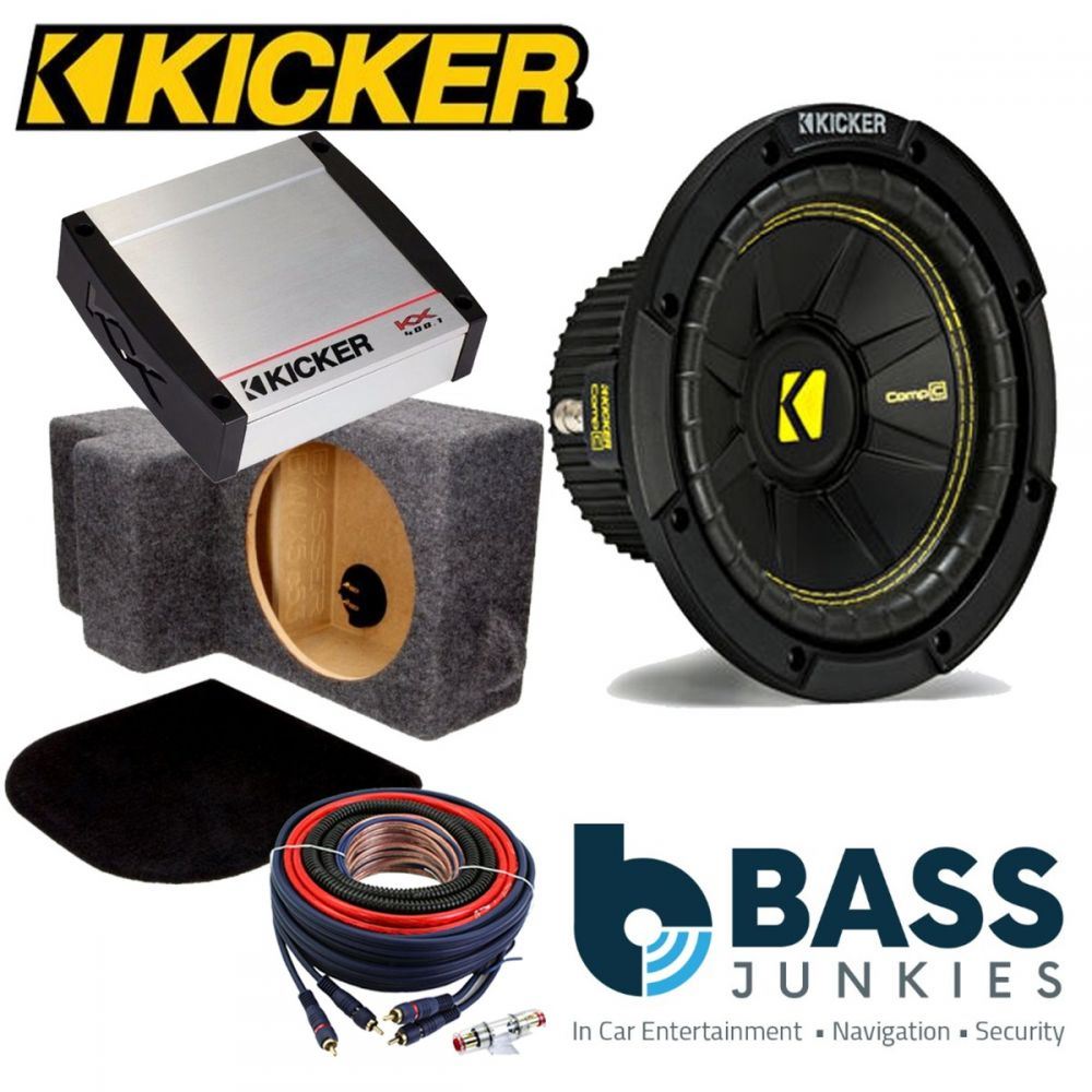 BMW X5 (E53) 1999-2006 Kicker CWCS104 - CompC 10" 25cm 500 Watts Car Subwoofer Custom Bass Box Kit & Kicker KX400.1 400 Watts Monoblock Class D Car Amplifier