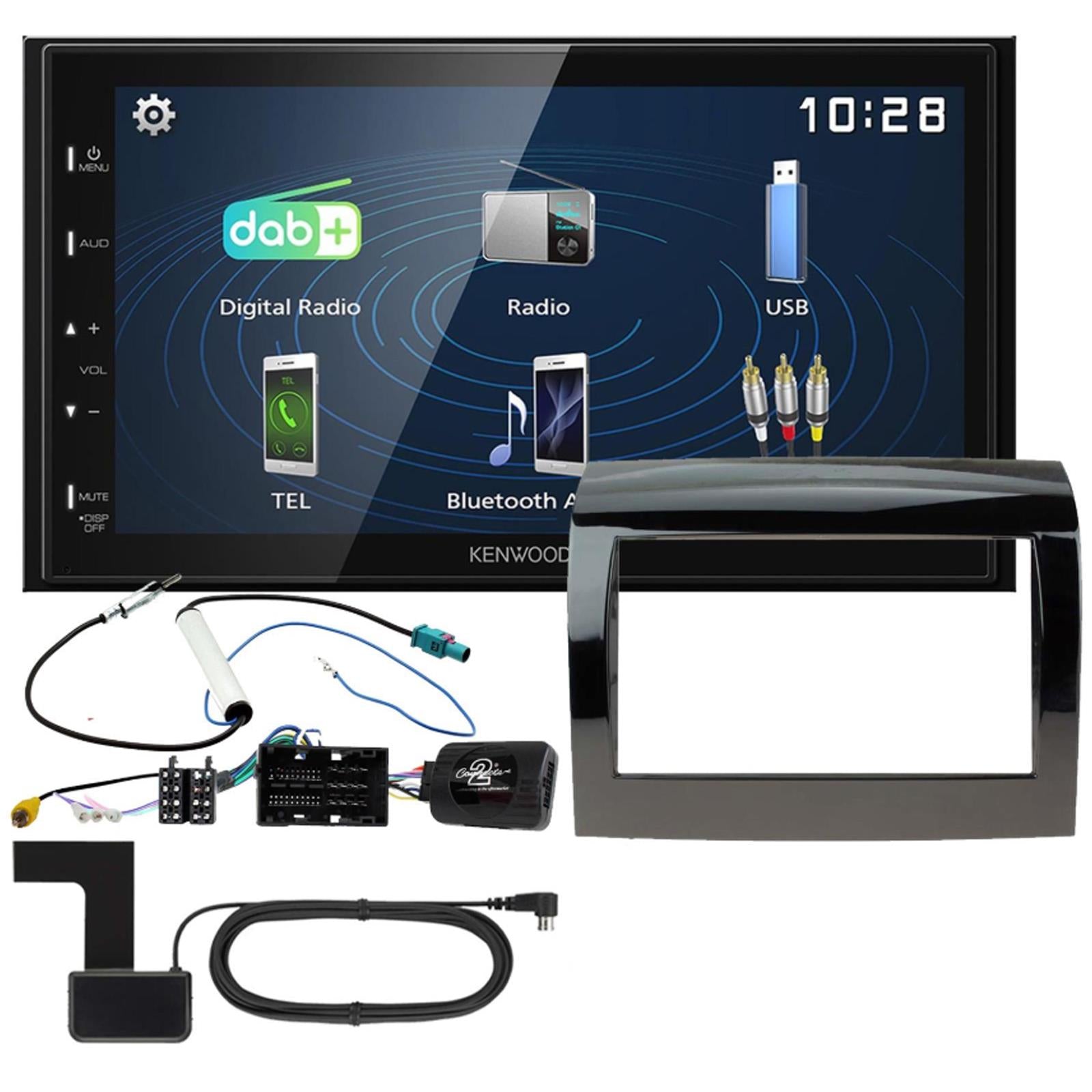 Connects2 CTKFT14 - Fiat Ducato X290 2015 - 2021 Double Din Fascia Panel & Steering Wheel Interface with Kenwood 6.8" USB DAB Android Mirroring Touchscreen Upgrade Kit