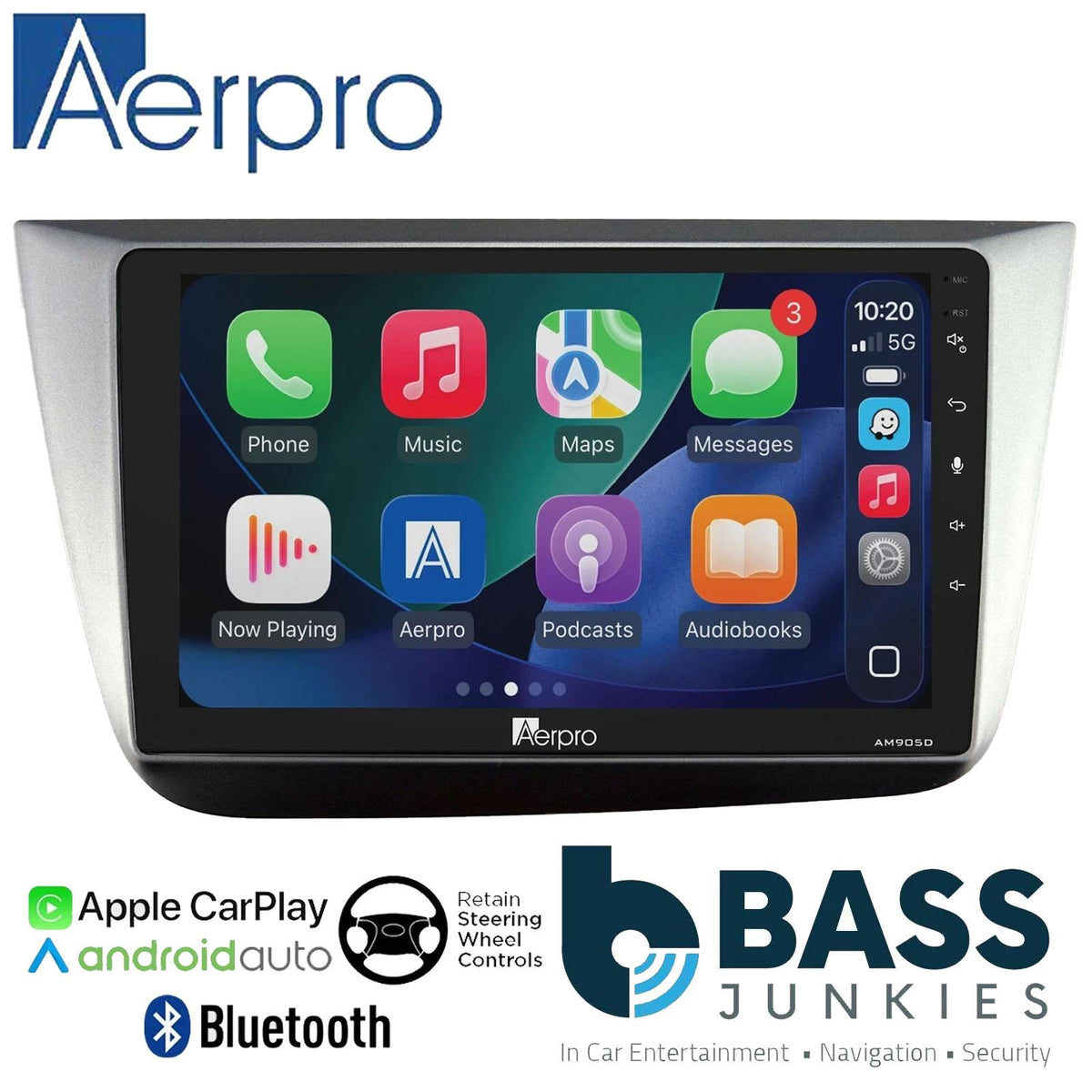 Aerpro 9" DAB CarPlay Android Car Stereo Fitting Kit For Seat Altea RHD 2004-15
