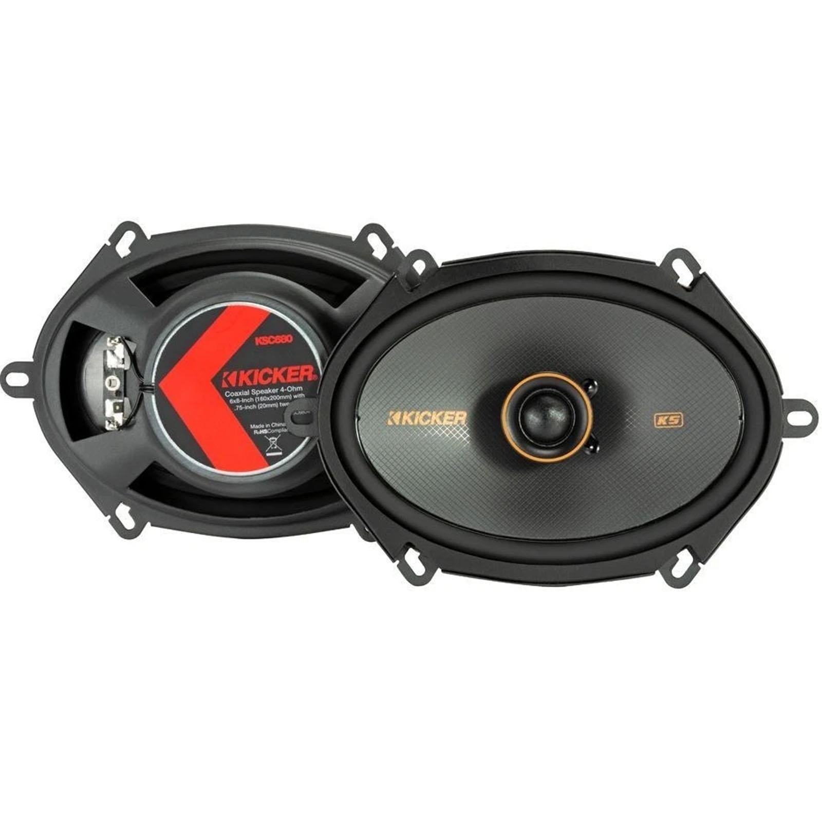 Kicker 51KSC6804 - KS Series 6x8" 150W Car Door Coaxial Car Speakers Pair