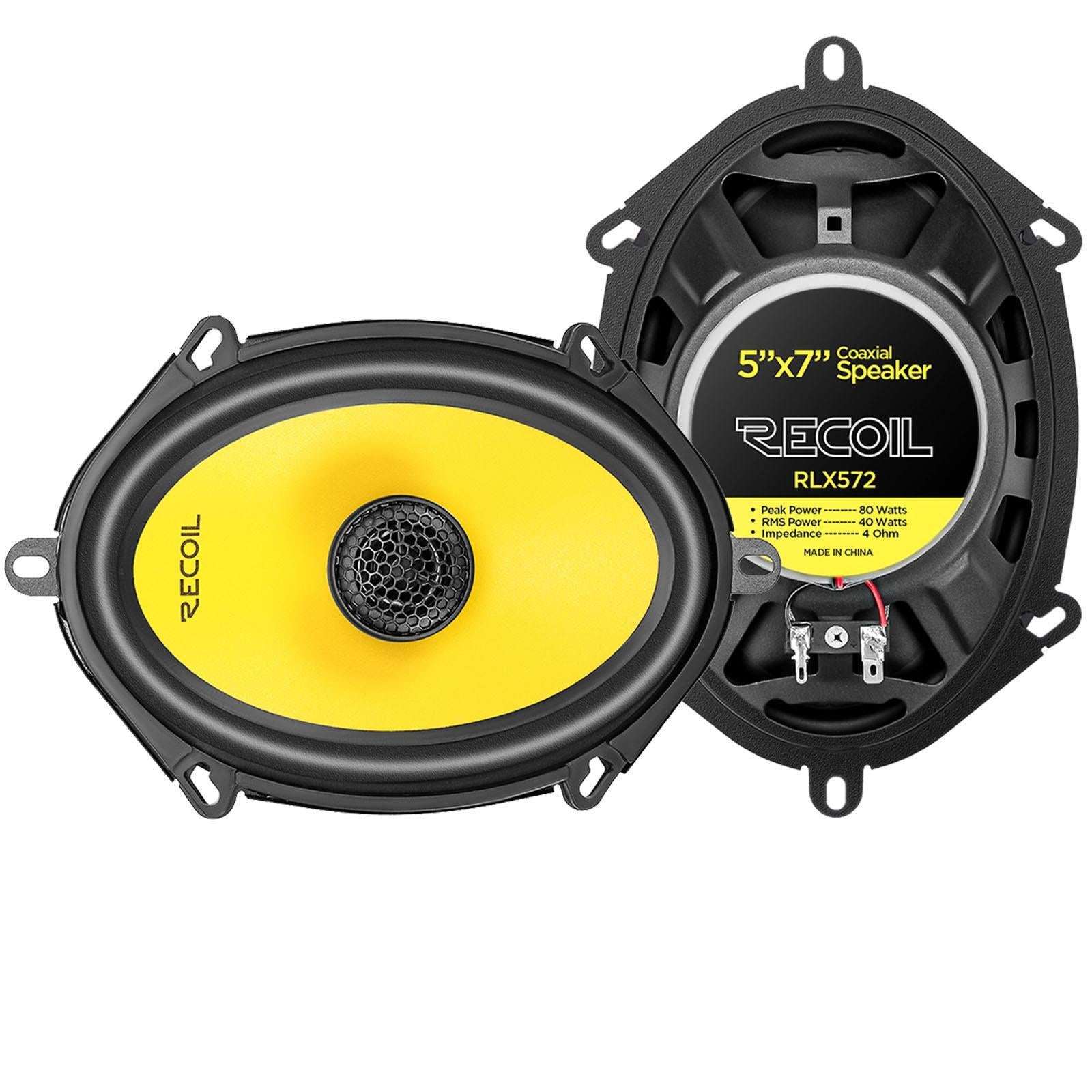 Recoil RLX572 - 160 Watts 5x7" Inch 2-way Coaxial Car Door Speakers Pair