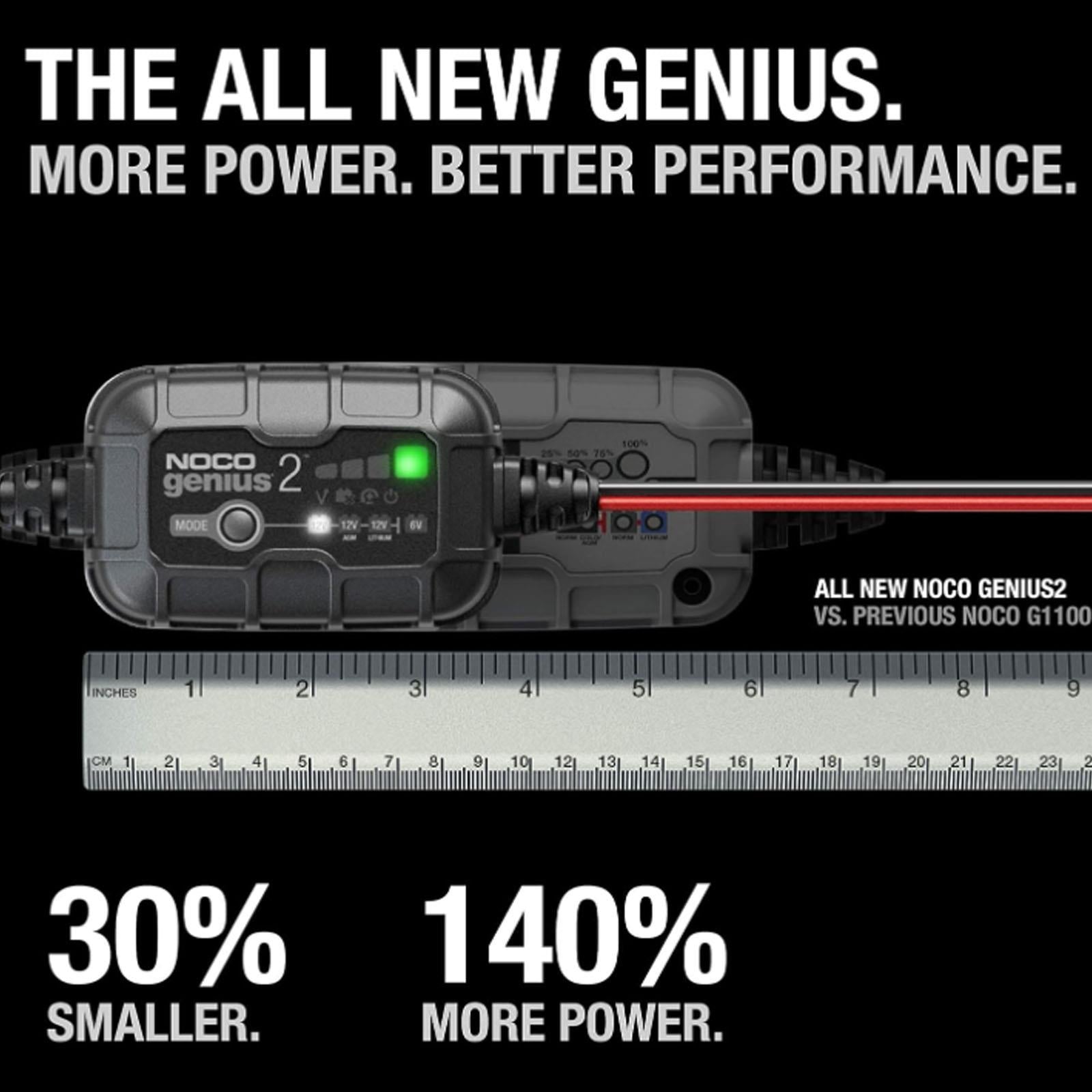 NOCO GENIUS2UK - 2A Smart Battery Charger 6V 12V Lithium AGM EFB Gel