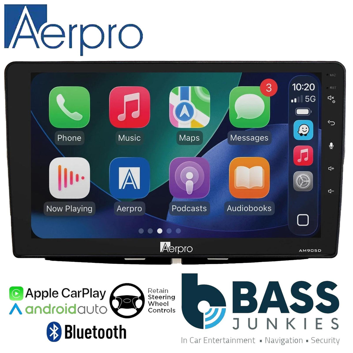 Aerpro 9" DAB CarPlay Android Car Stereo Fitting Kit For Fiat 500 2012 Onwards