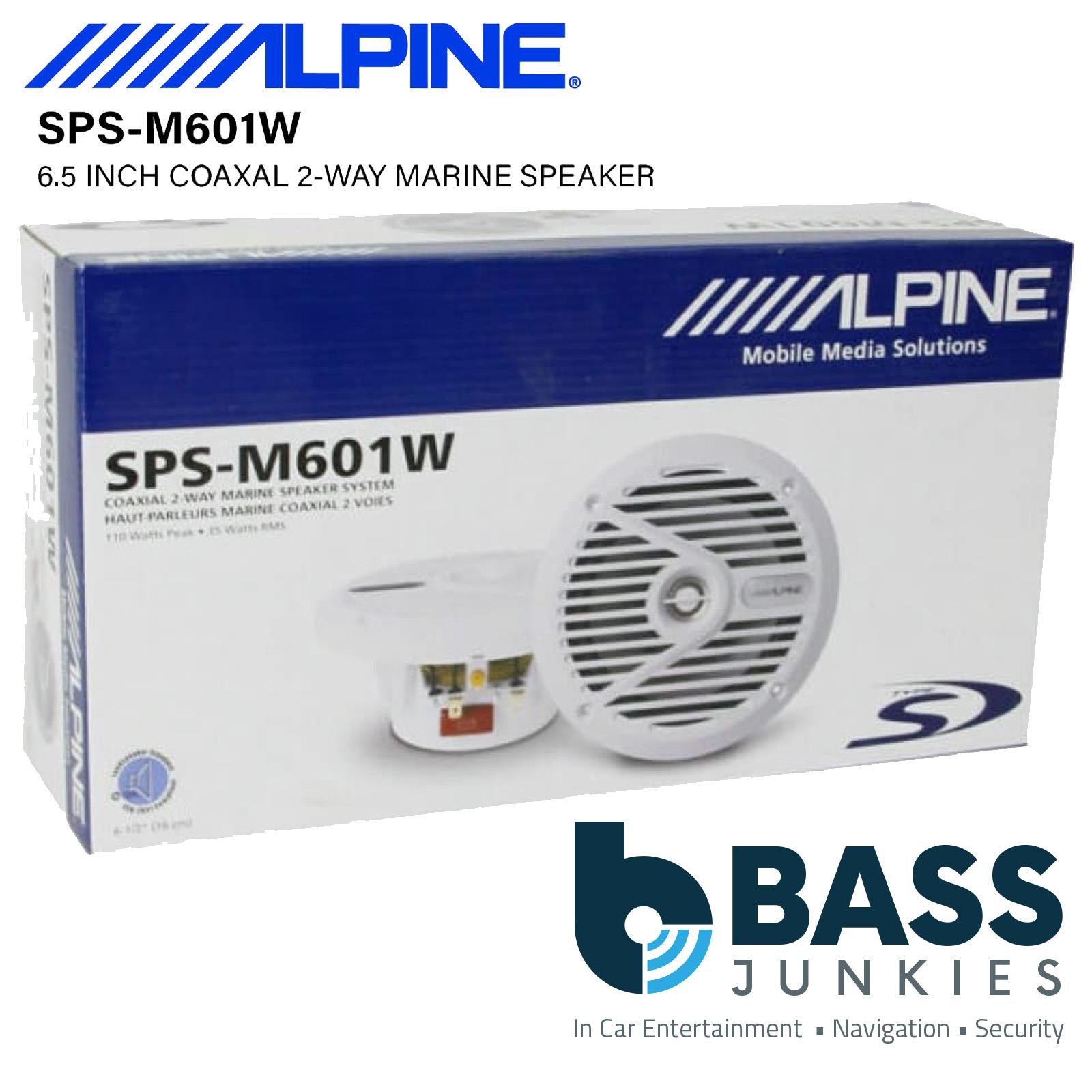 Alpine SPS-M601W - 220 Watts 16.5cm 6.5" 2-Way Boat Yacht Marine Speakers Pair