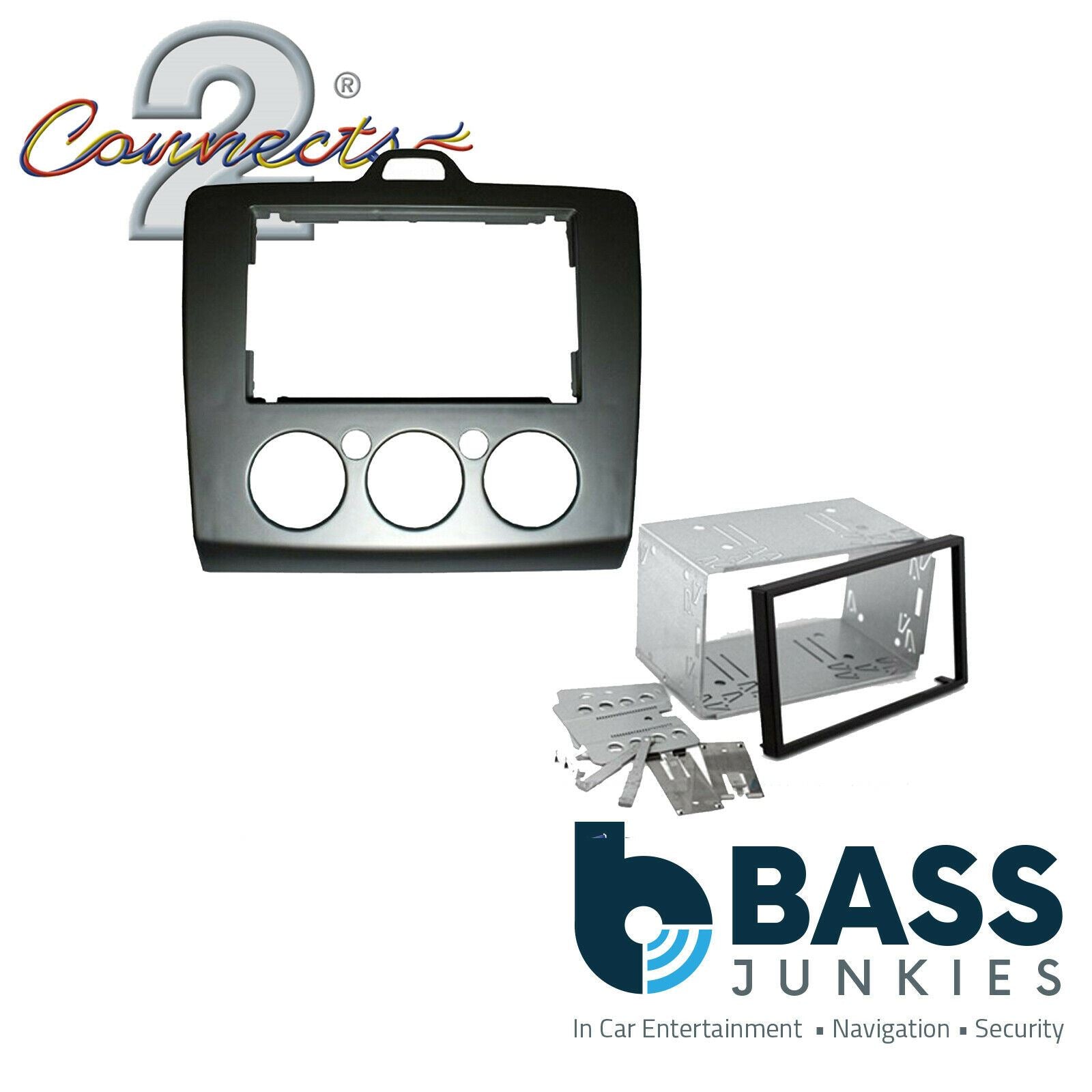 FORD Focus 2006-2011 Double Din Car Stereo Fascia Panel & Cage Kit CT23FD70