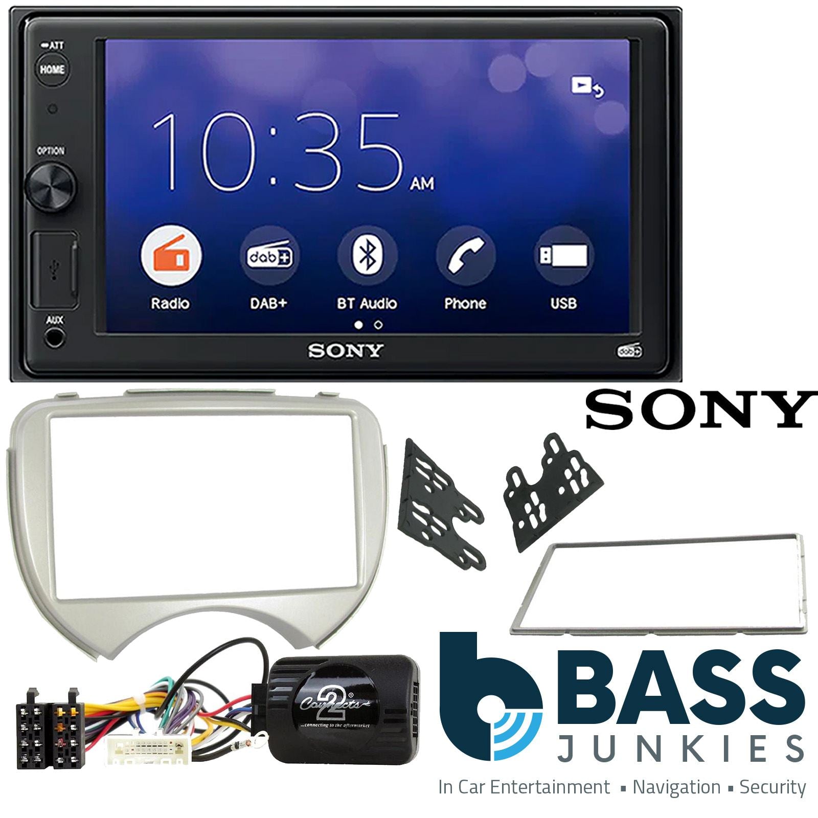SONY XAV-1550D DAB+ Smart Bluetooth Car Radio + Stereo fitting kit + Steering Wheel Controls Loom for Nissan Micra 2011-2014