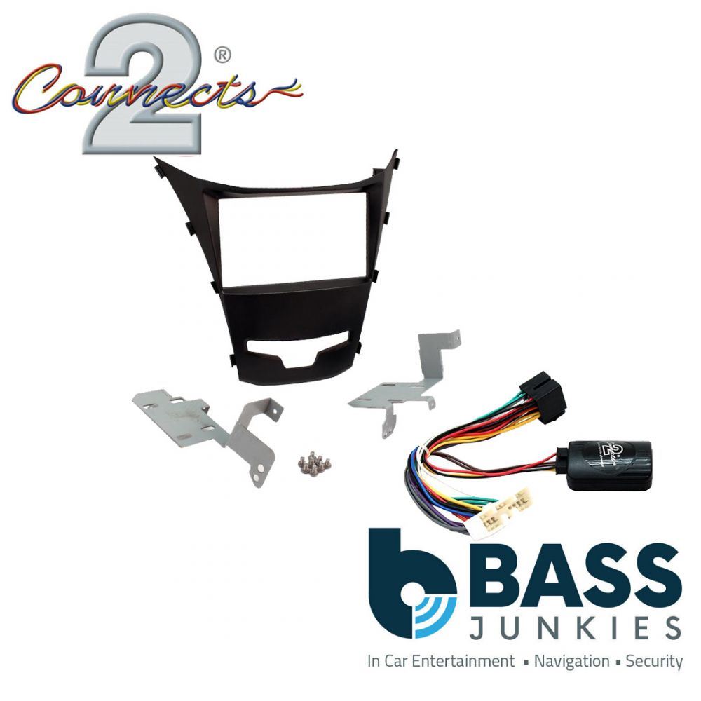 Connects2 CTKSY04 - SSangYong Korando 2013 Onwards Double Din Fascia & Steering Wheel Interface Installation Kit