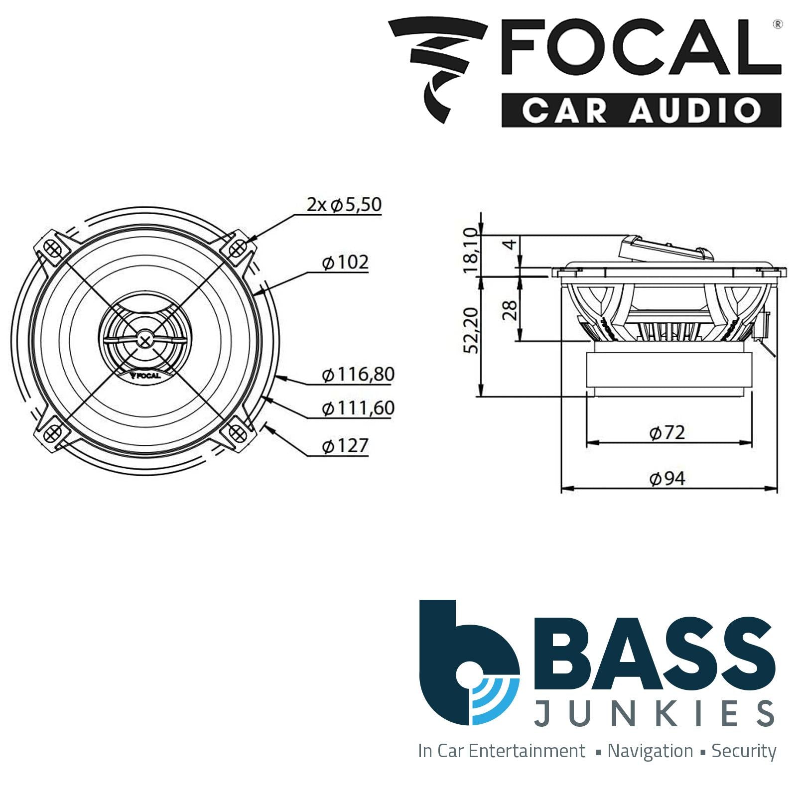 Focal 100AC - ACCESS Series 4" 10cm 80 Watts 2 Way Coaxial Door Shelf Car Speakers Pair