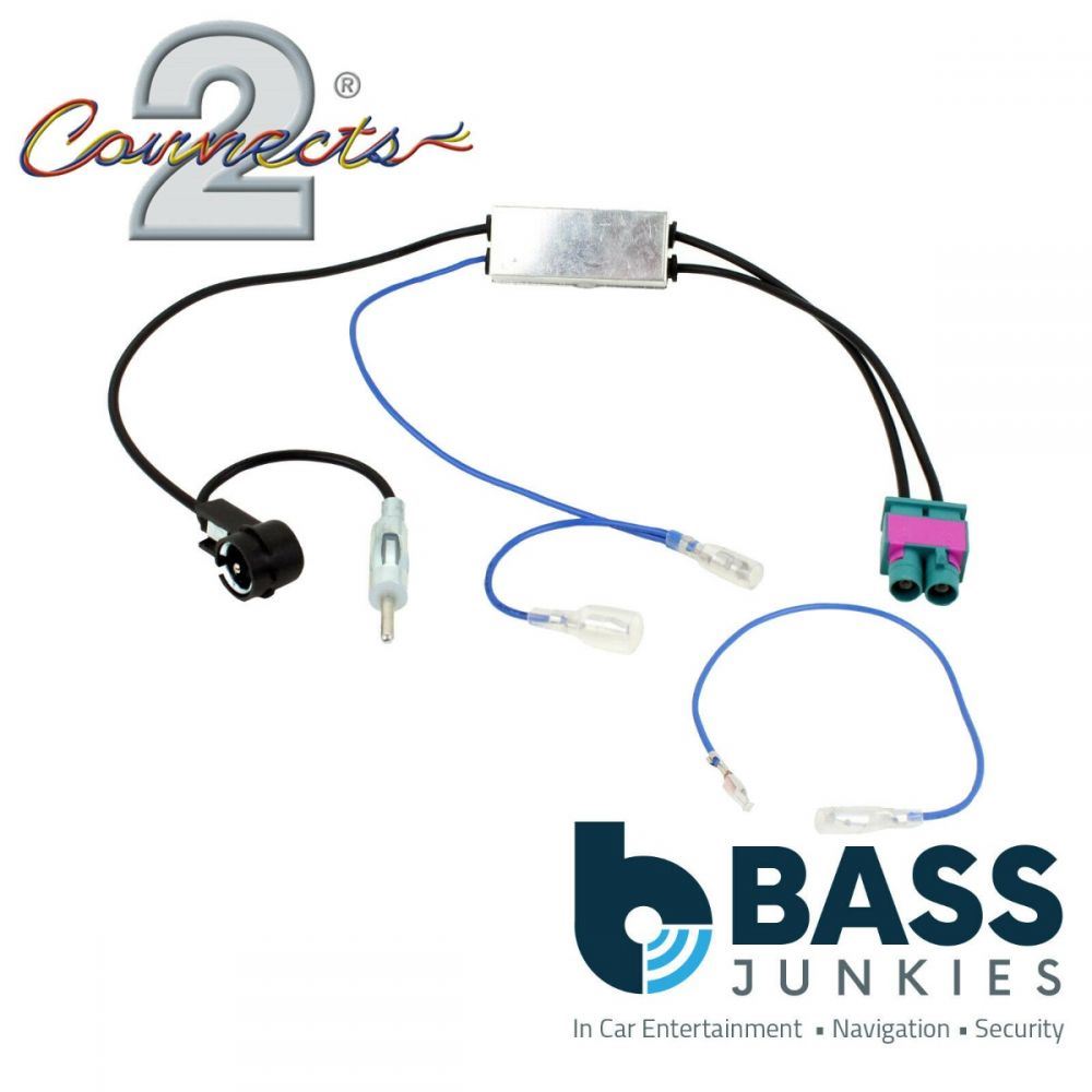 Connects2 CT27AA175 - Audi Seat Skoda VW Fakra to DIN & ISO Car Antenna Adapter Power Supply