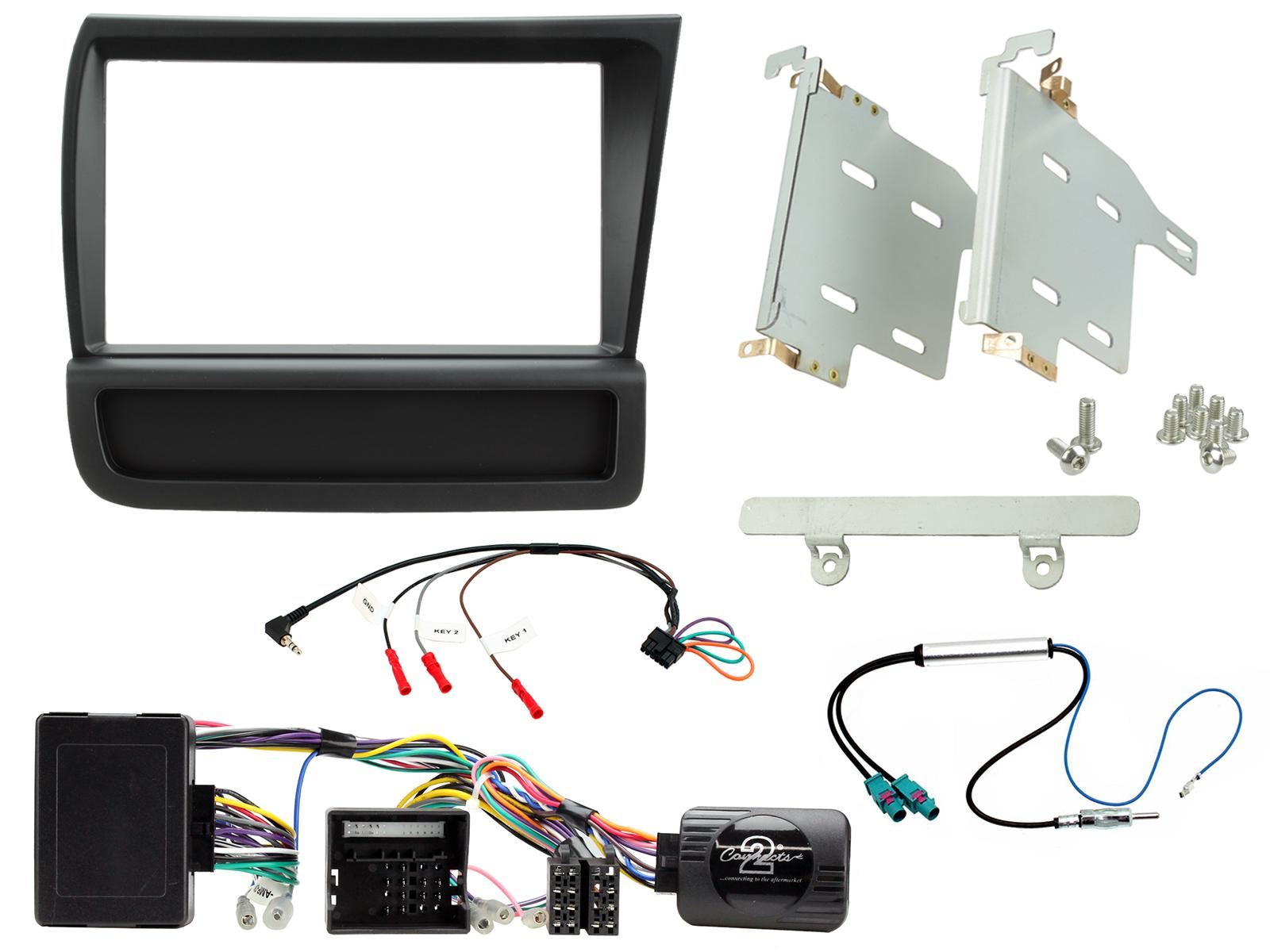 Double Din Stereo Fitting Kit + Steering Wheel Stalk Controls to fit Audi R8 2007-15