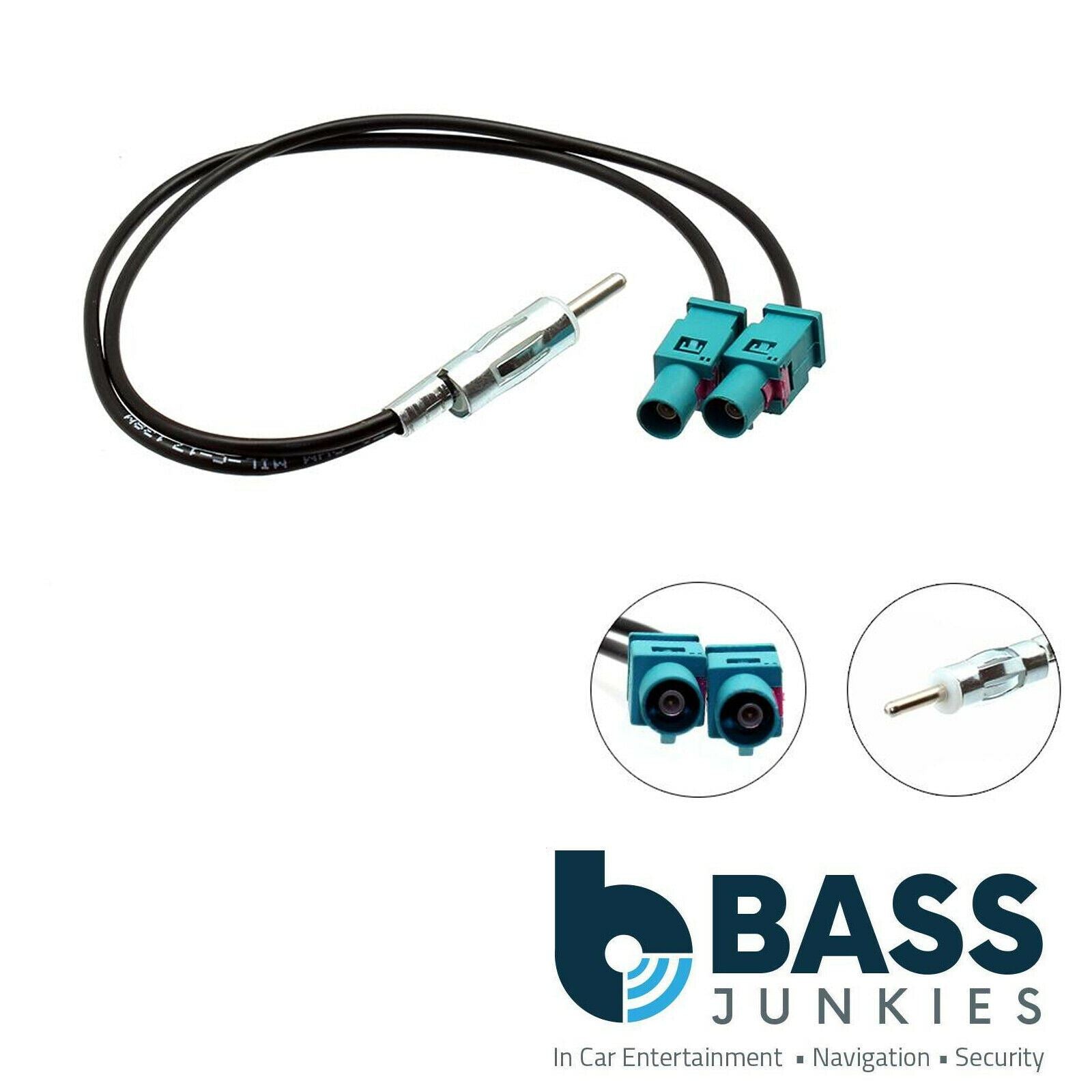 Connects2 CT27AA91 DIN to Twin Male Fakra Diversity Car Stereo Antenna Adapter Aerial Lead