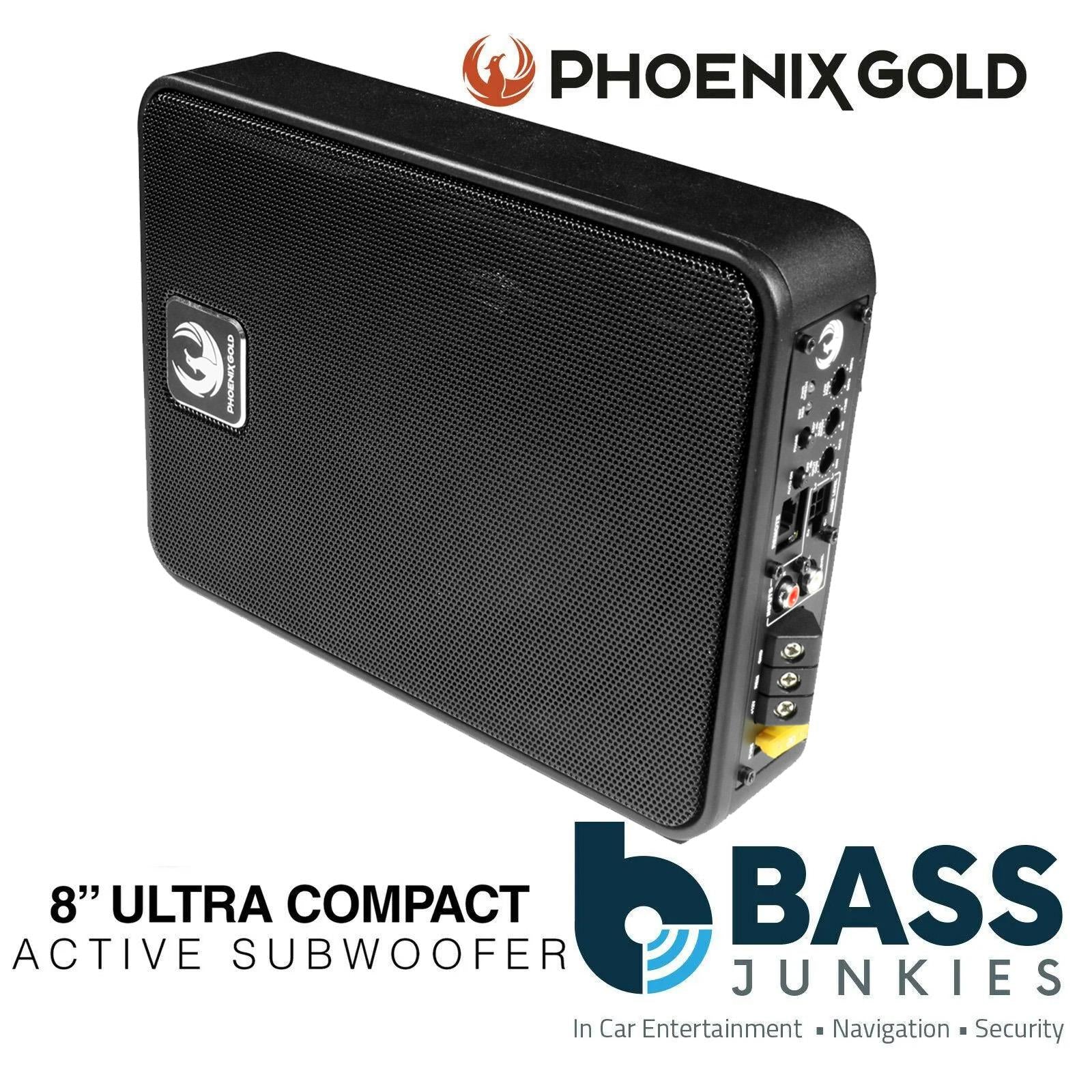 Phoenix Gold ZB8P 600 Watts 8″ Ultra Slim Compact Active Car Underseat Sub Subwoofer