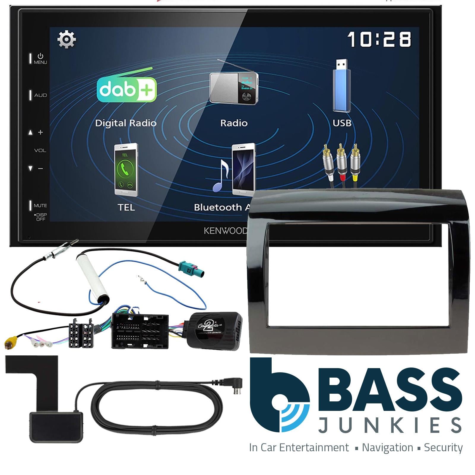Connects2 CTKFT14 - Fiat Ducato X290 2015 - 2021 Double Din Fascia Panel & Steering Wheel Interface with Kenwood 6.8" USB DAB Android Mirroring Touchscreen Upgrade Kit