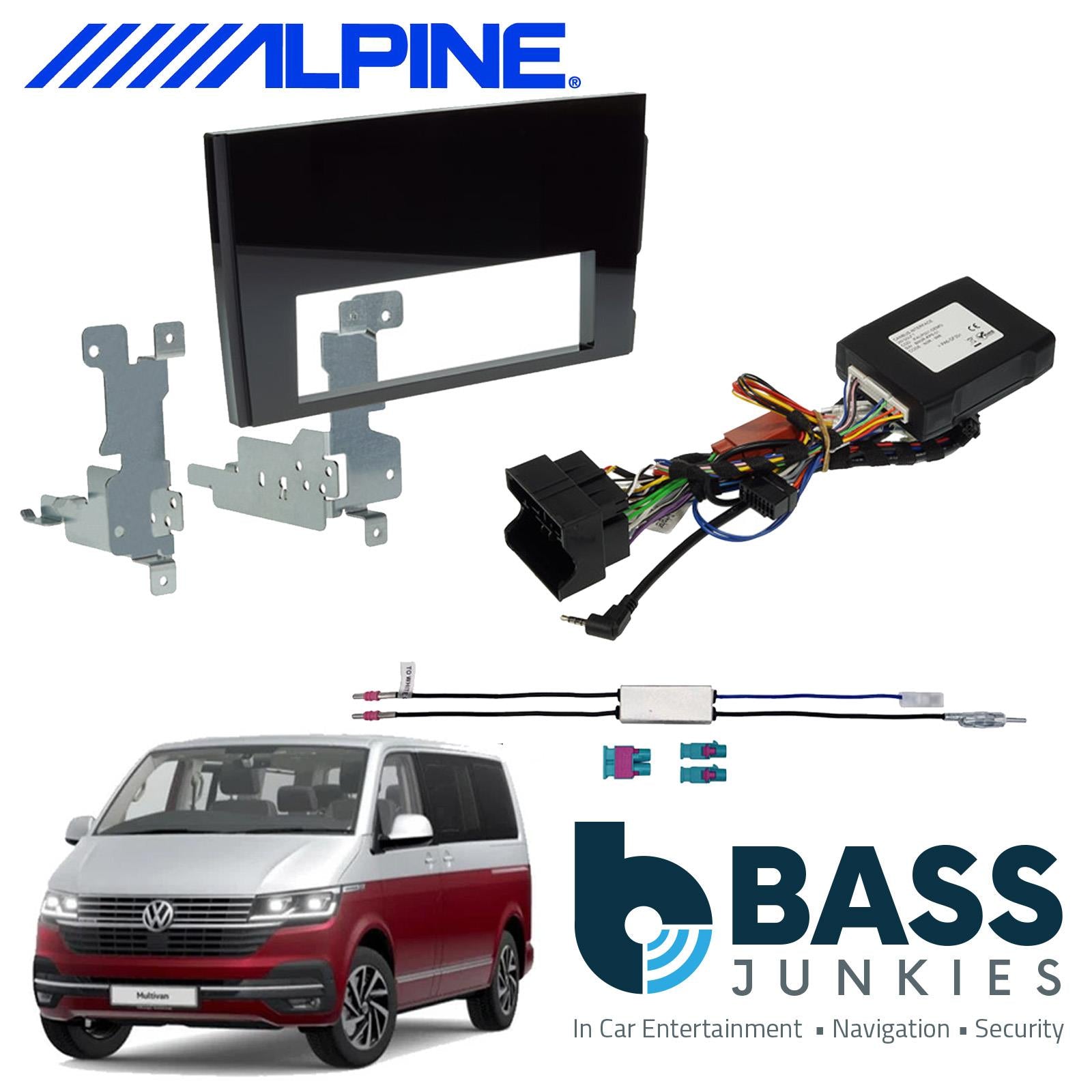 Alpine KIT-F9VW-T61 Halo 9 Halo 11 Fascia Panel & Steering Wheel Interface Fitting Kit For VW T6.1