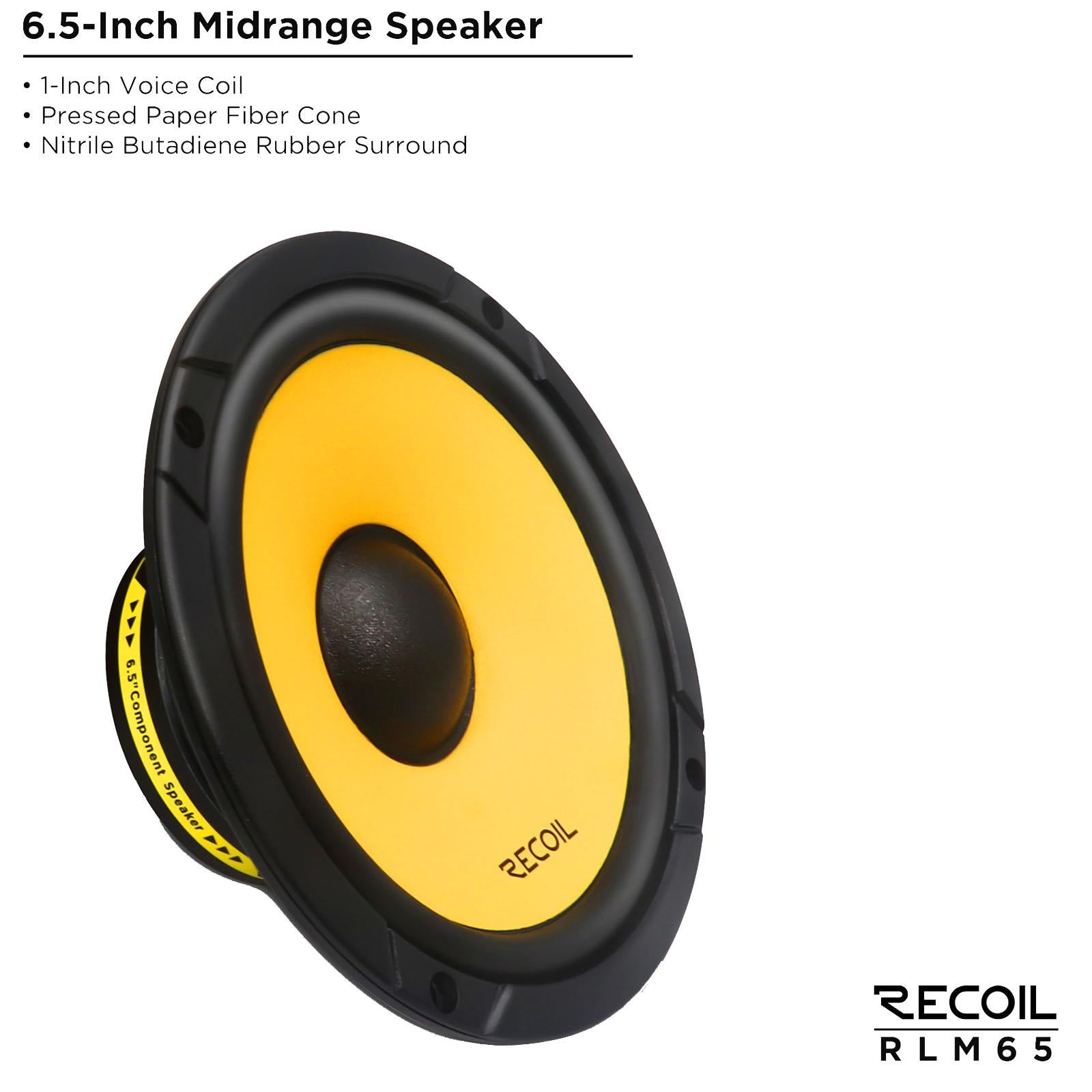 Recoil RLM65 - 6.5" 17cm 160 Watts Component Kit Car Door Speakers & Tweeters