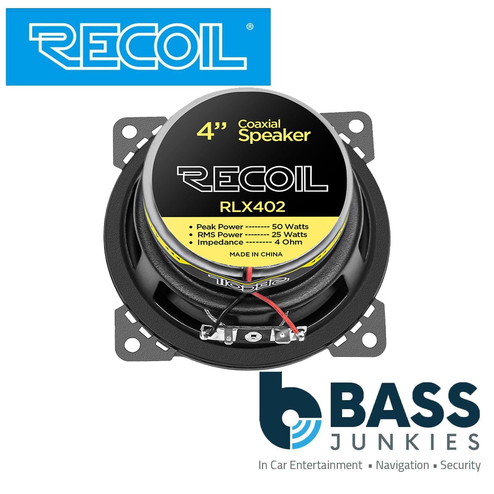 Recoil RLX402 - 120 Watts 4" Inch 10cm 2-Way Coaxial Car Door Speakers Pair