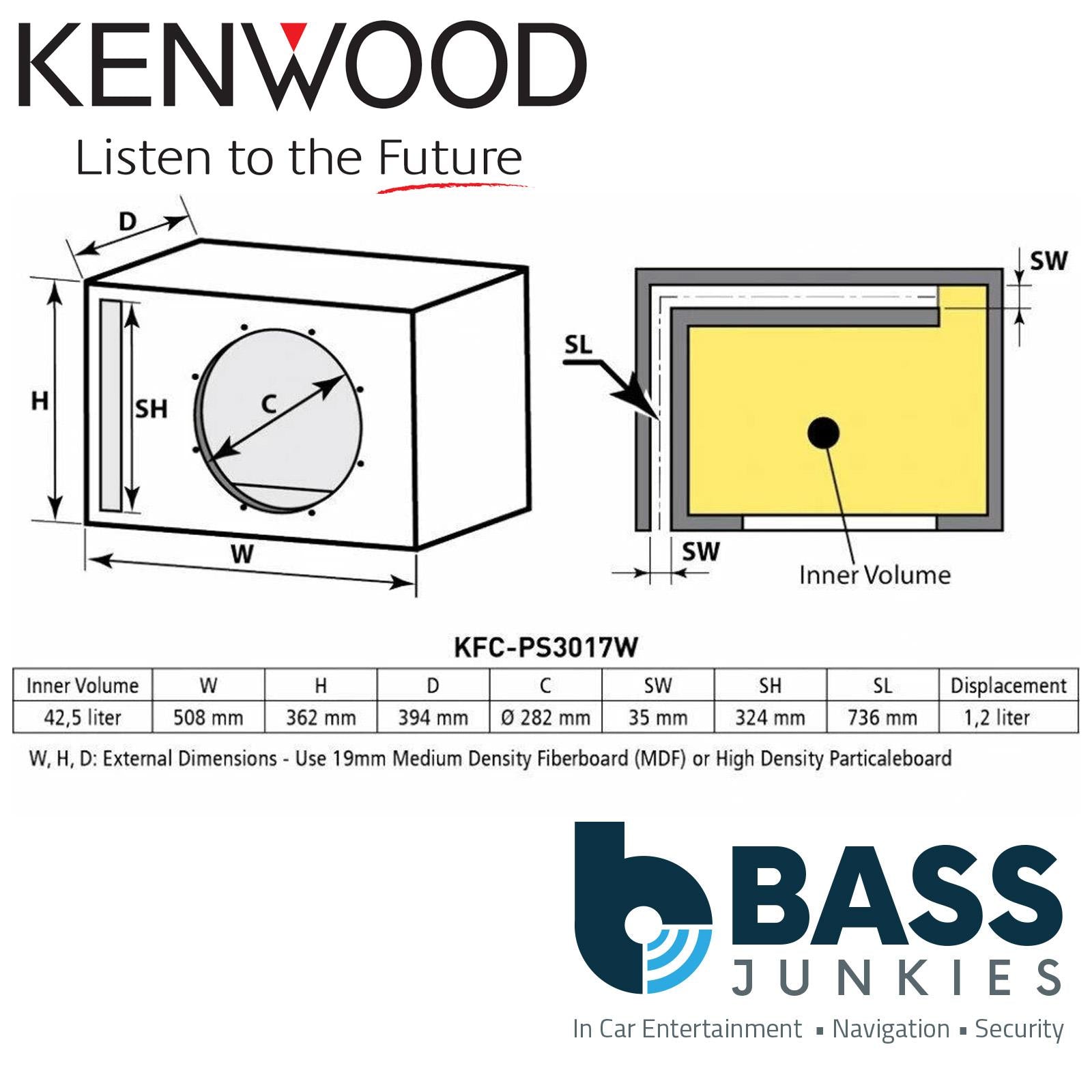 Kenwood KFC-PS3017W - 12" 30 cm 2000 Watts Car Subwoofer Sub
