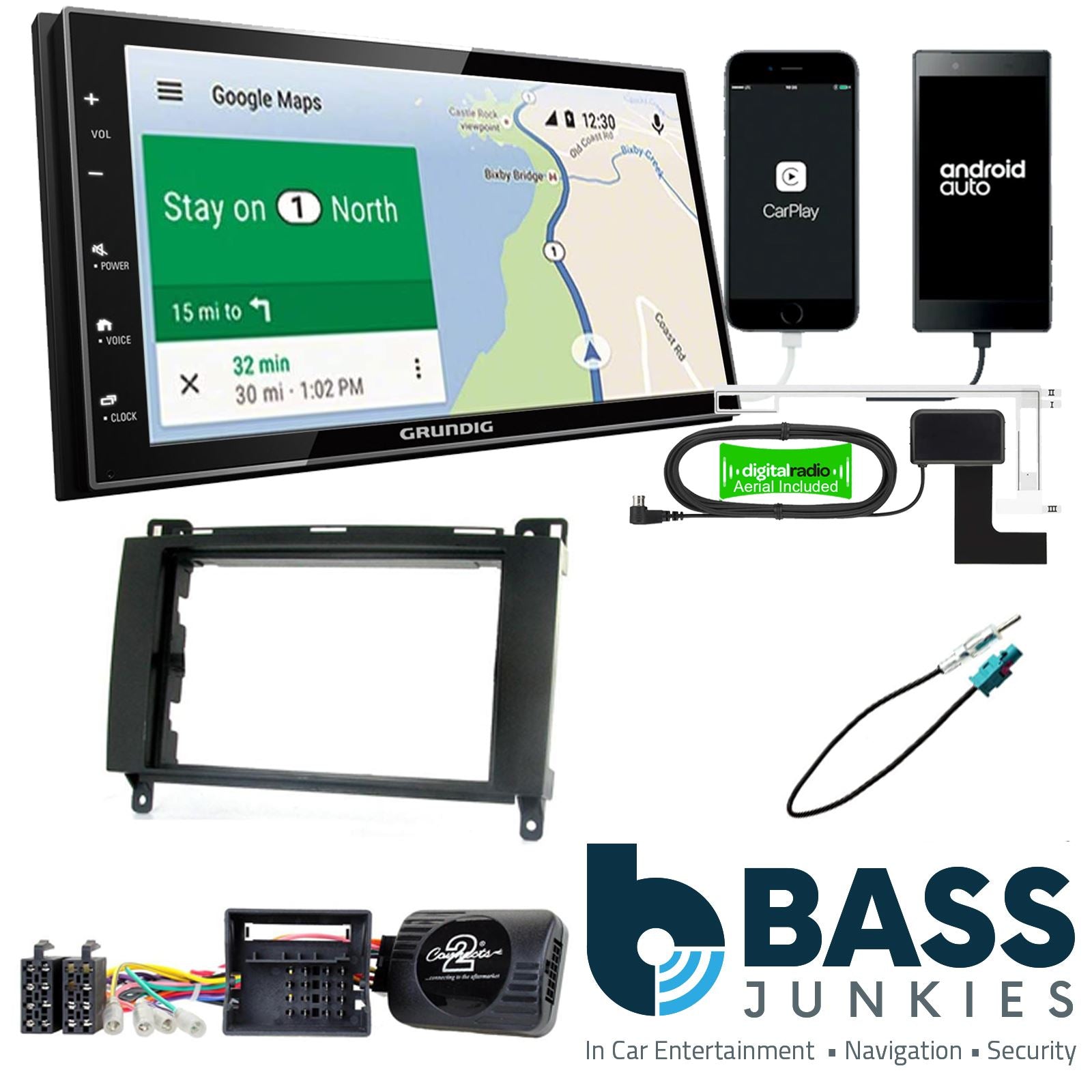 Grundig GX-3800 Double Din + Fitting Kit - to fit Mercedes A-Class 2004-12