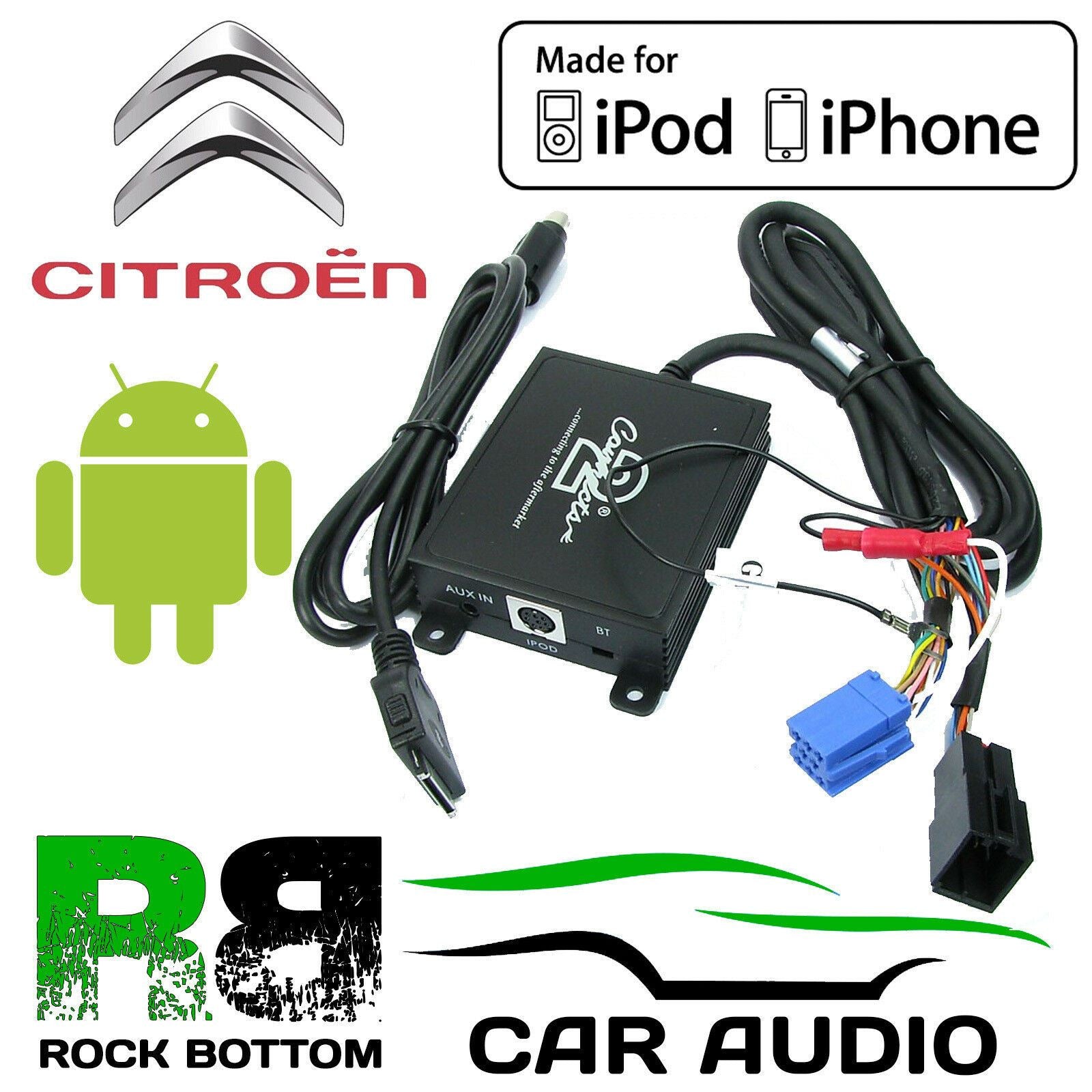 Citroen C2 C3 C5 C8 Car Radio Stereo iPod iPhone 4 5 6 & Aux Interface Adaptor