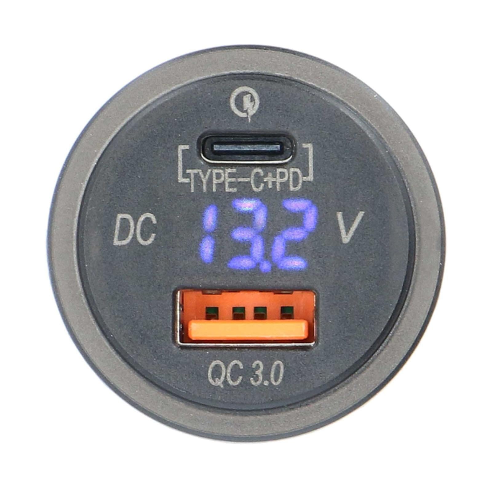 IBR117 Universal Flush Mount Car Type C + USB 3.0 4X Charge + Voltmeter